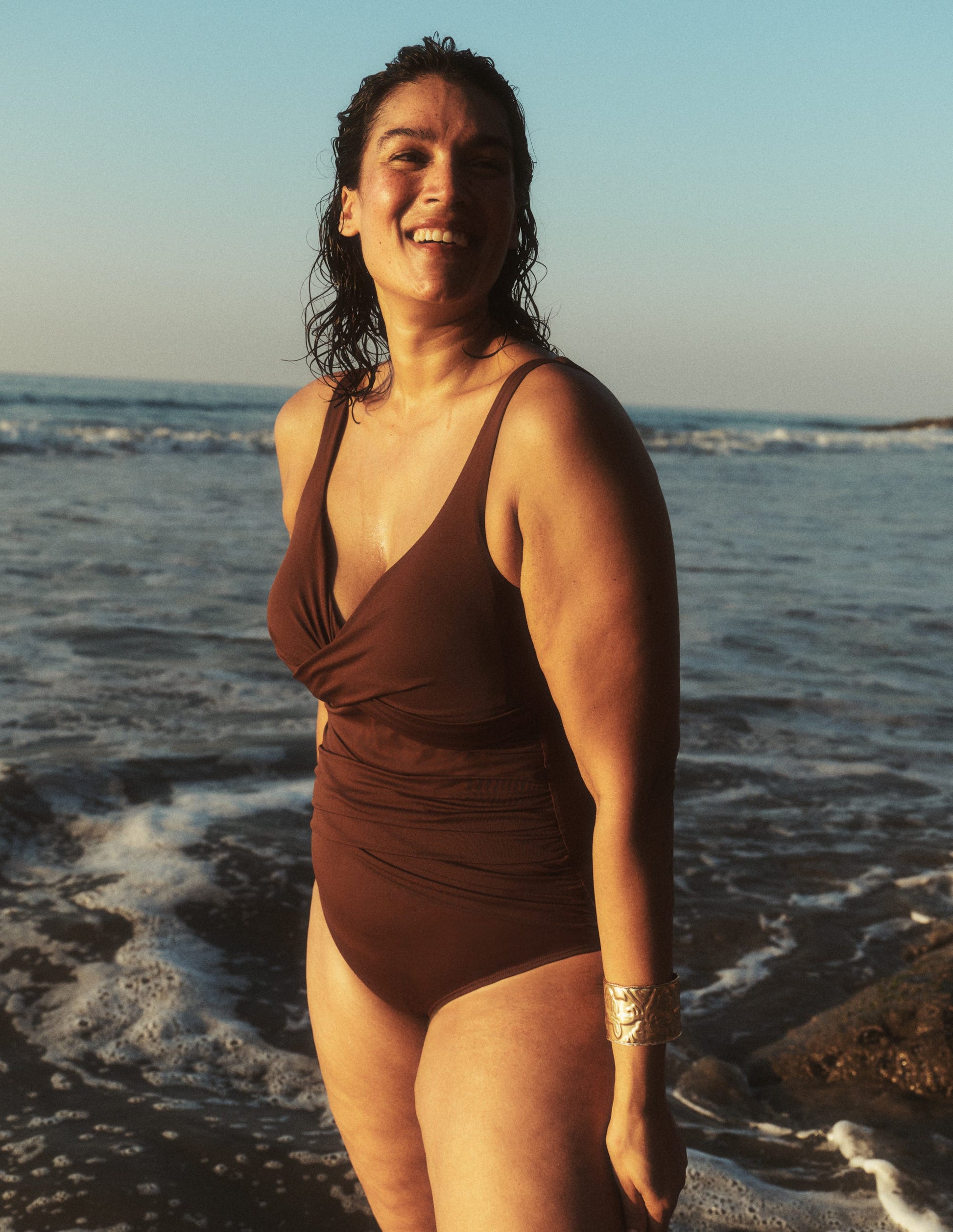 Cross Wrap Swimsuit-Bitter Chocolate-6