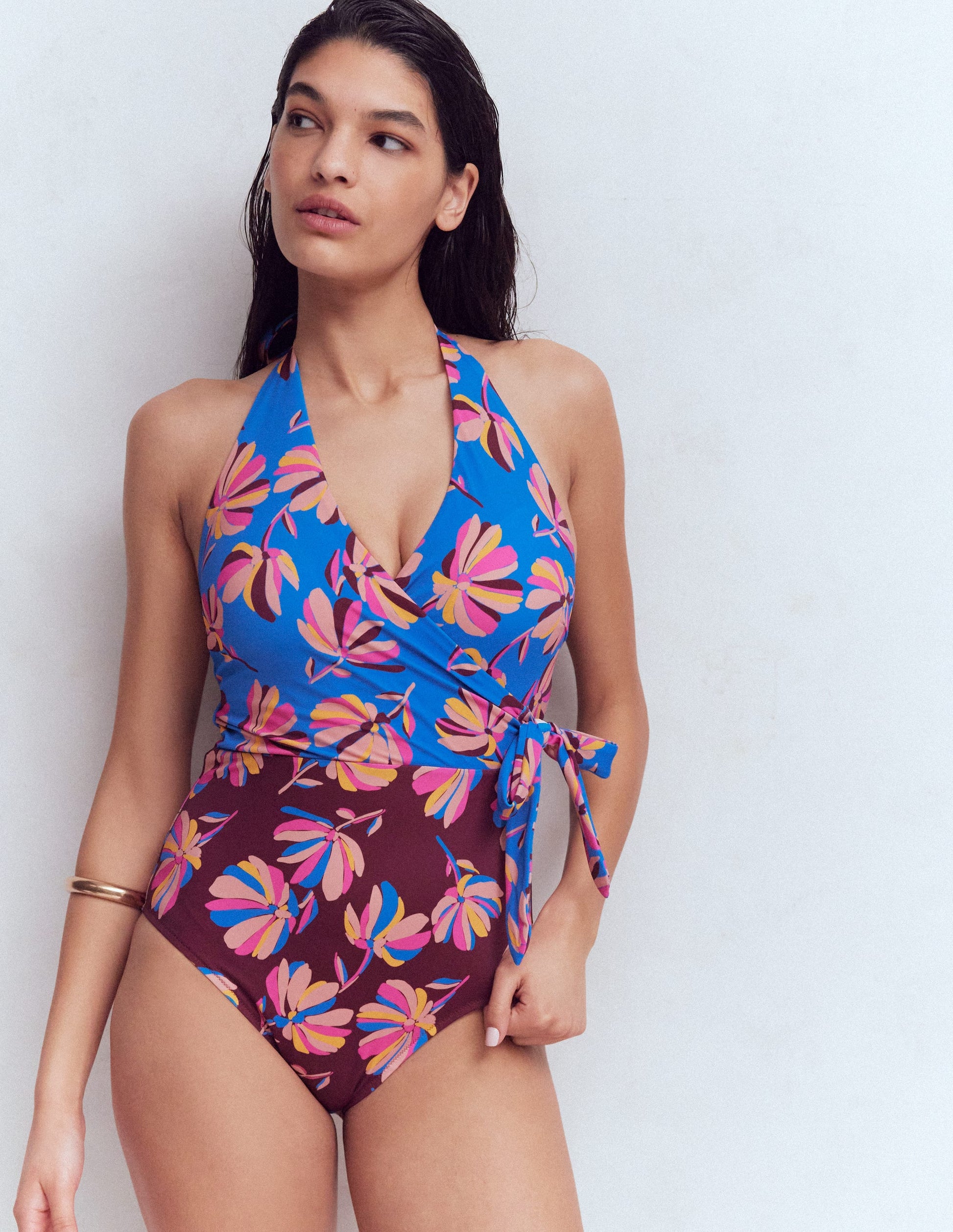 Tilos Tie Side Swimsuit-Multi, Daisy Cascade-6