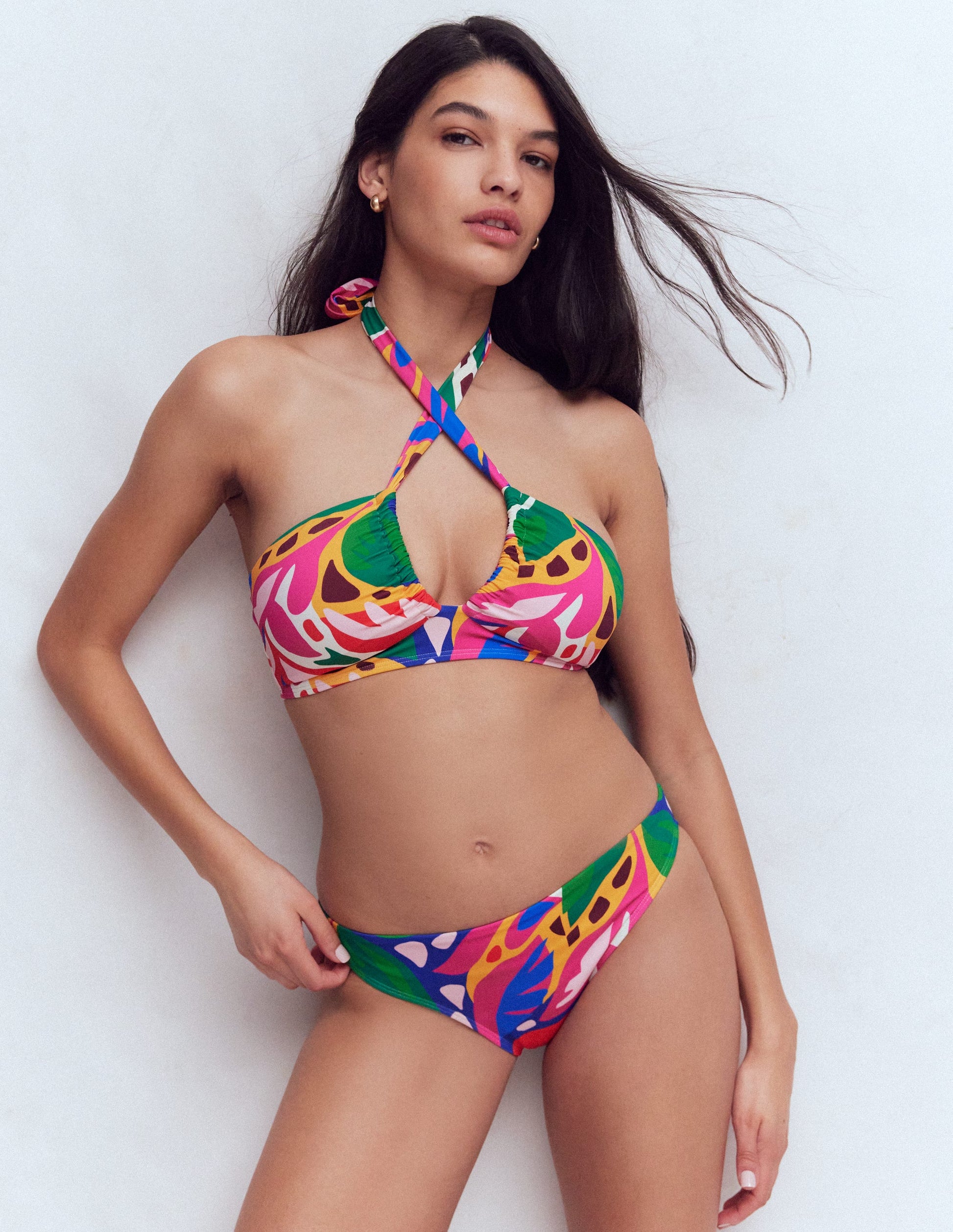 Minori Halter Tie Bikini Top-Multi, Leafy Cascade-7