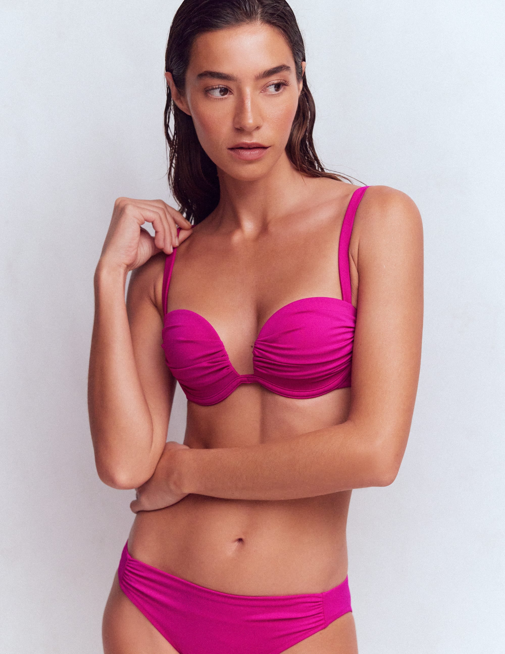 Pleated Cup Bikini Top-Bright Fuchsia - Image 5