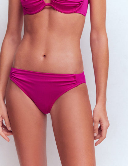 Classic Ruched Bikini Bottoms-Bright Fuchsia-4