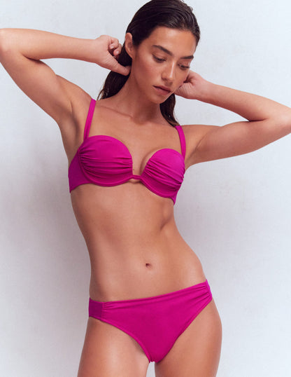 Classic Ruched Bikini Bottoms-Bright Fuchsia-5