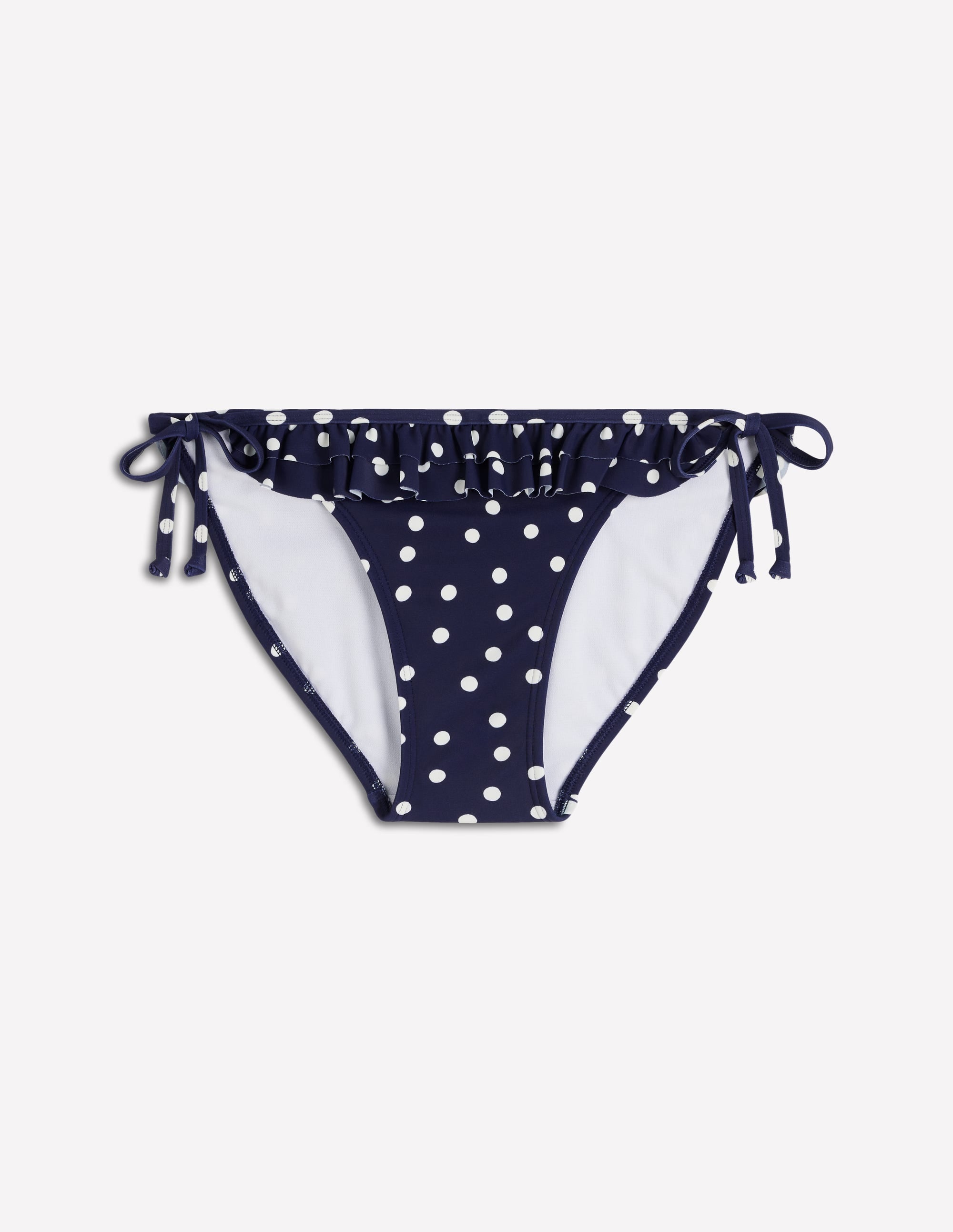 Ruffle Bikini Bottoms-French Navy, Painted Dot - Image 6