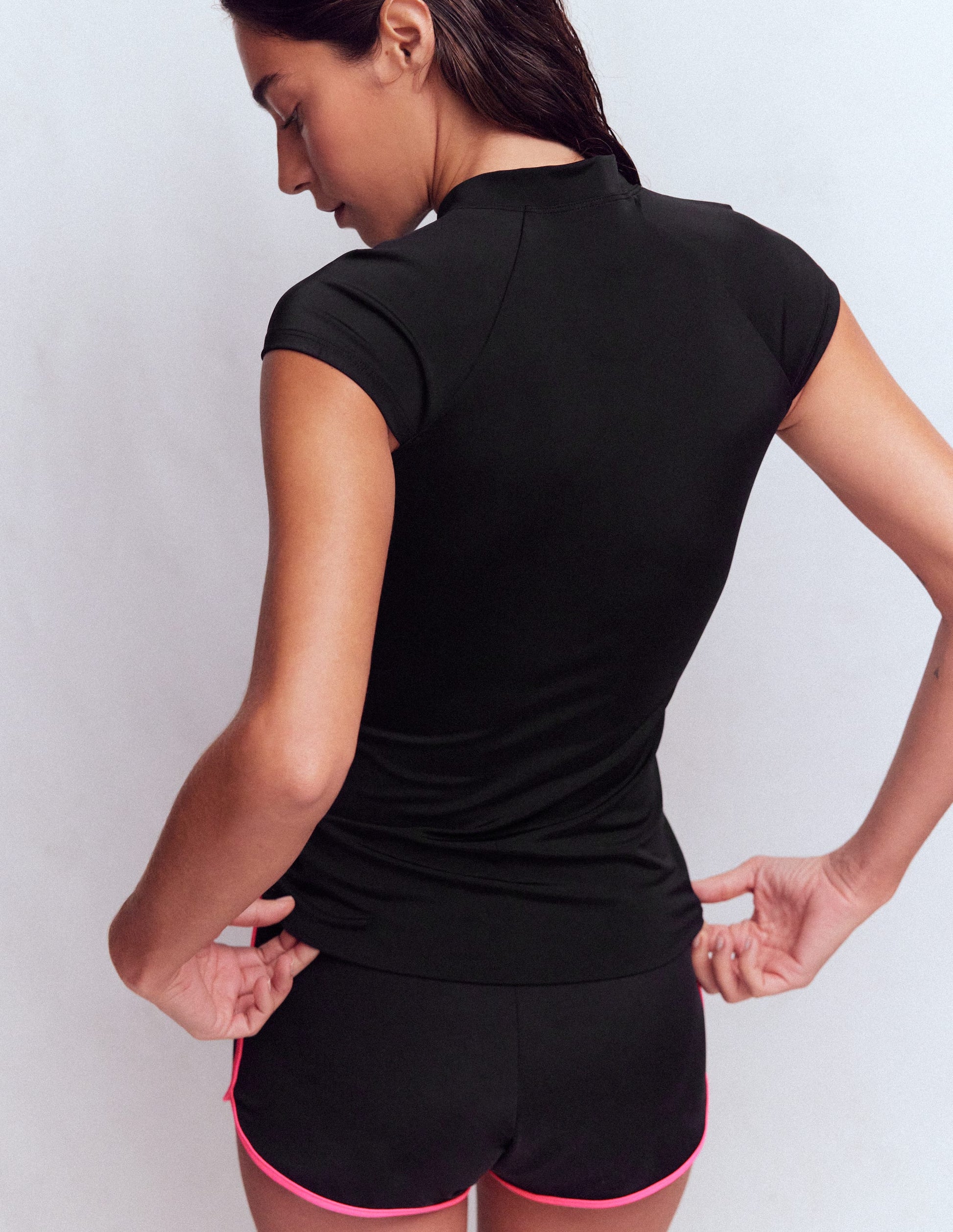 Short Sleeve Rash Guard Top-Black-3