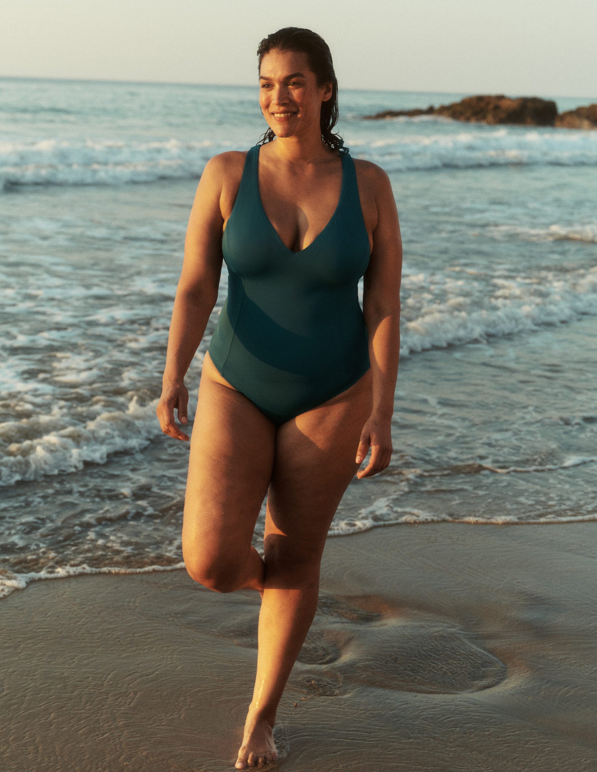 Strap Detail Swimsuit-Pacific Green-5