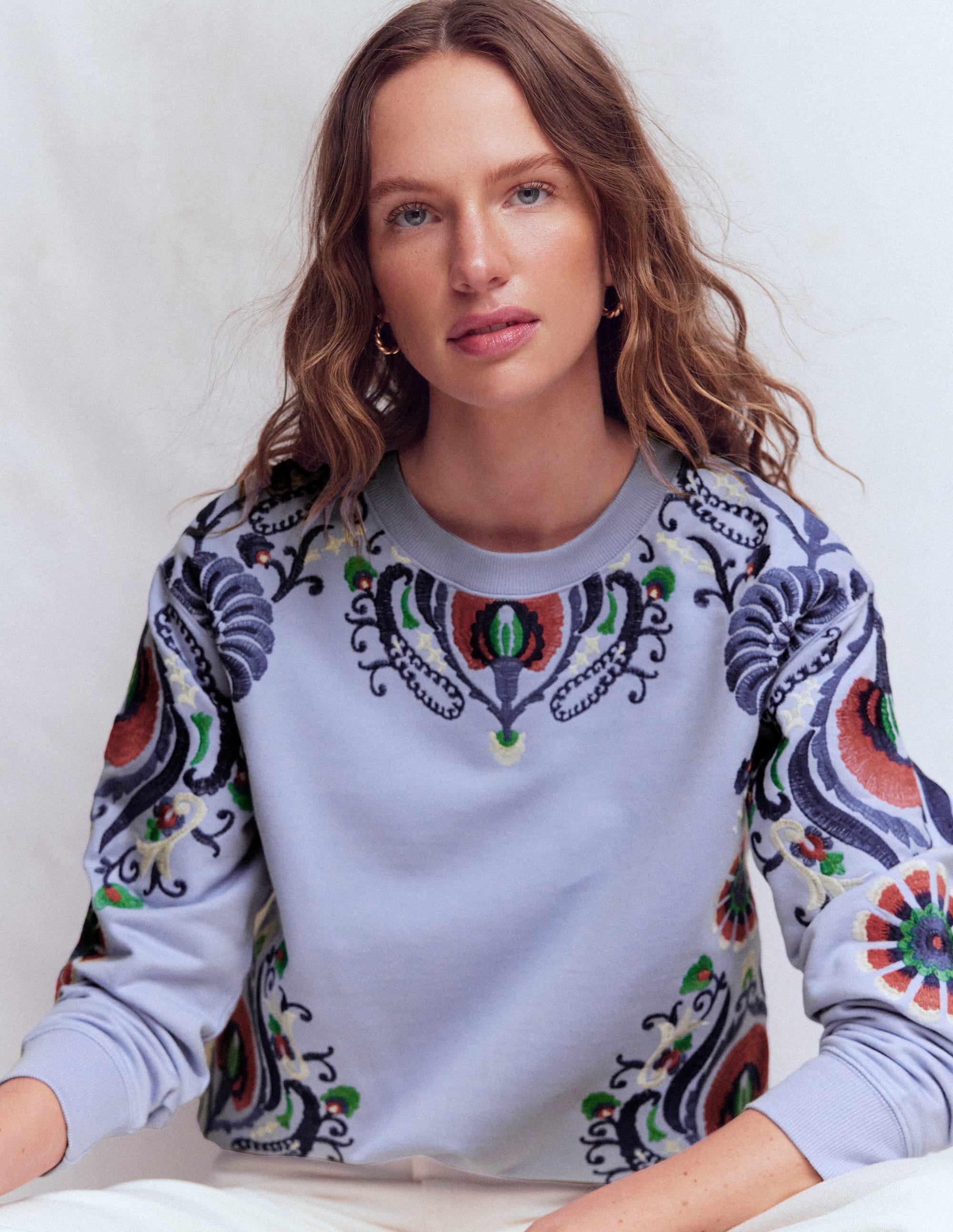 Emi Embroidered Sweatshirt-Light Blue Embroidery - Image 1