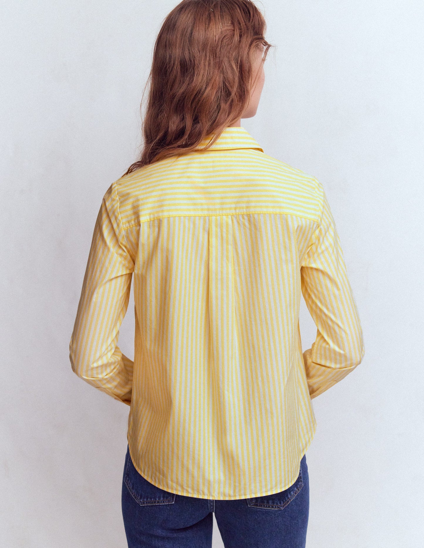 Sienna Cotton Shirt-Yellow and Ivory Stripe