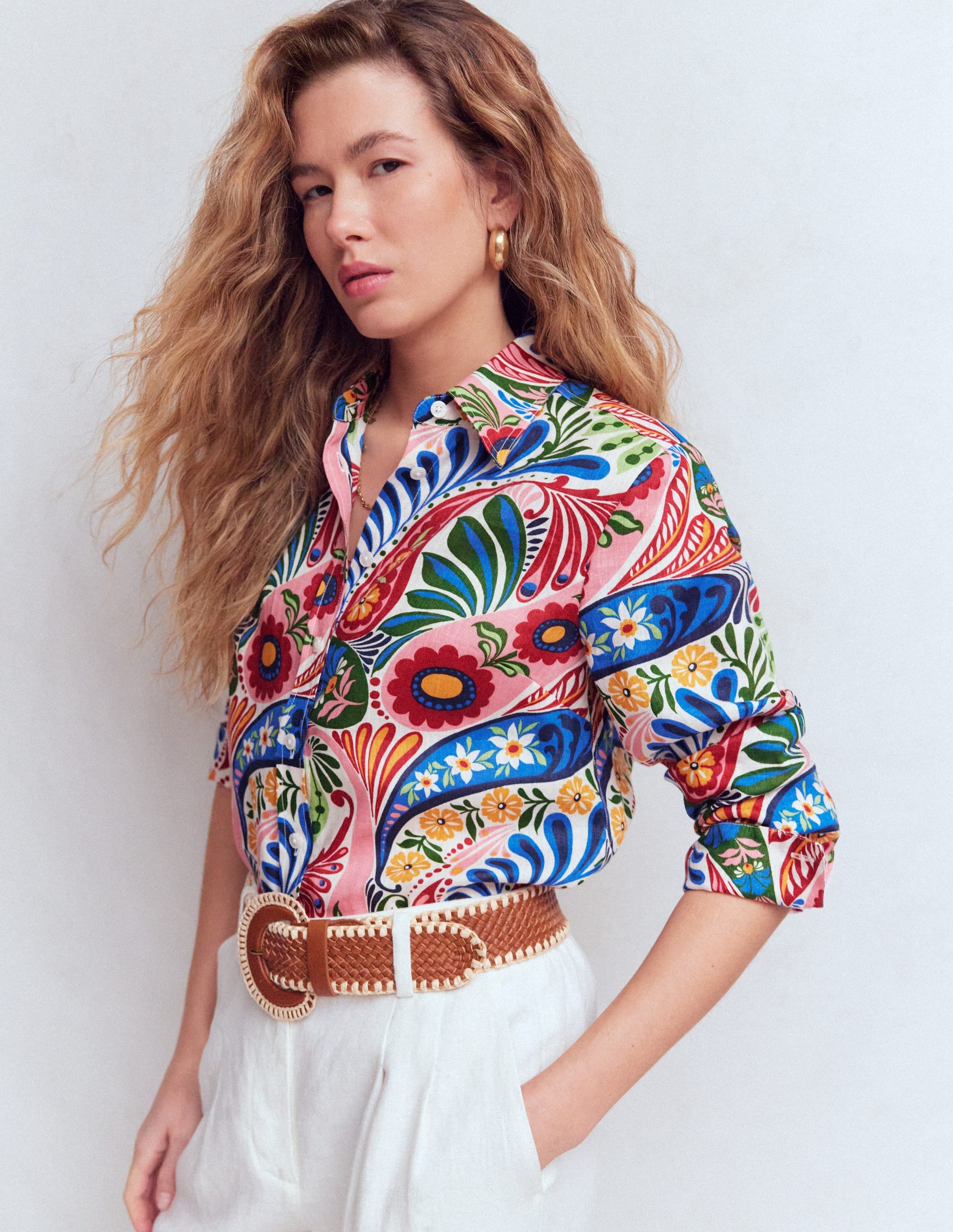 Sienna Linen Shirt-Multi, Enchanted Paisley - Image 5