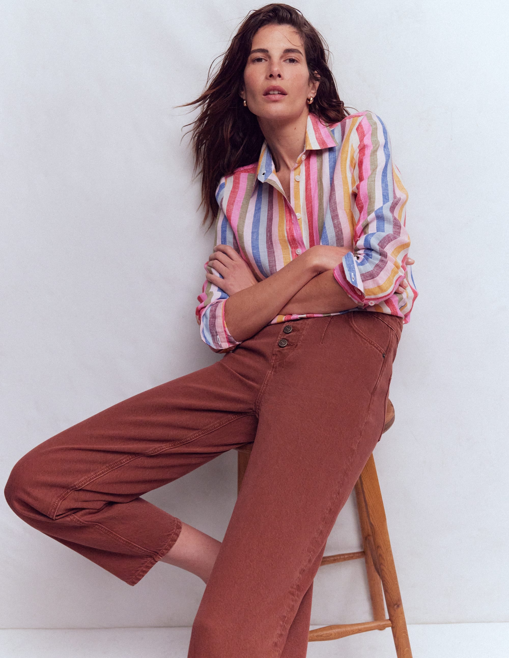 Sienna Linen Shirt-Pink, Green, Purple Multi - Image 1