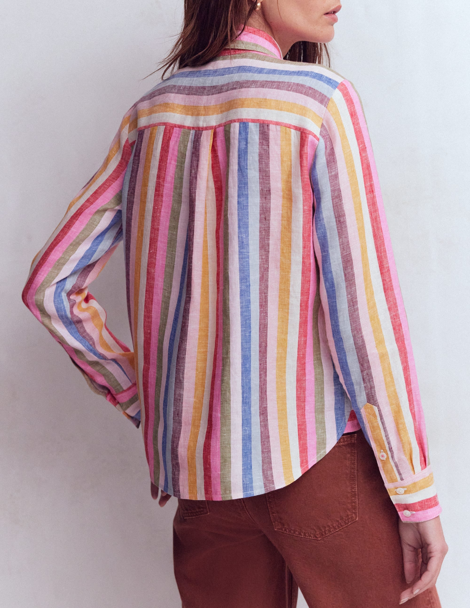 Sienna Linen Shirt-Pink, Green, Purple Multi - Image 3