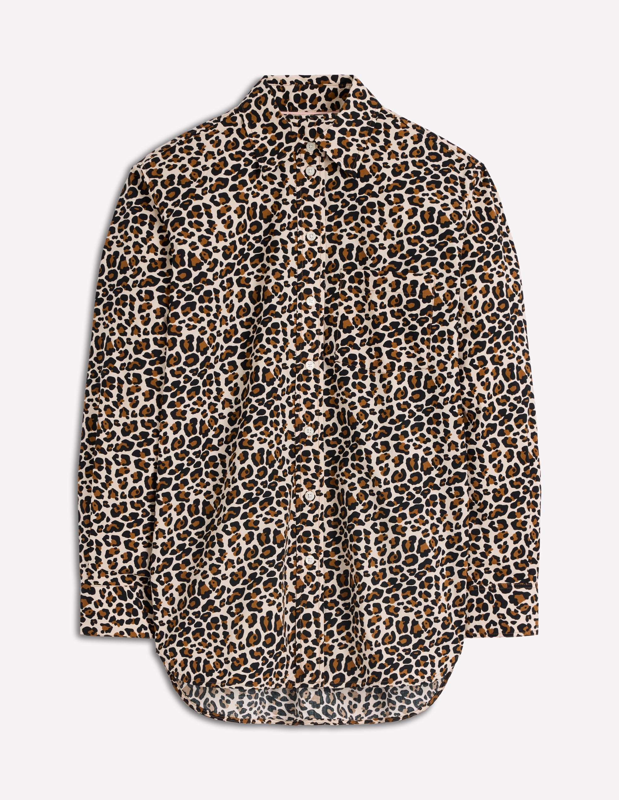 Sadie Relaxed Cotton Shirt-Soft Cream, Leopard Flow - Image 5