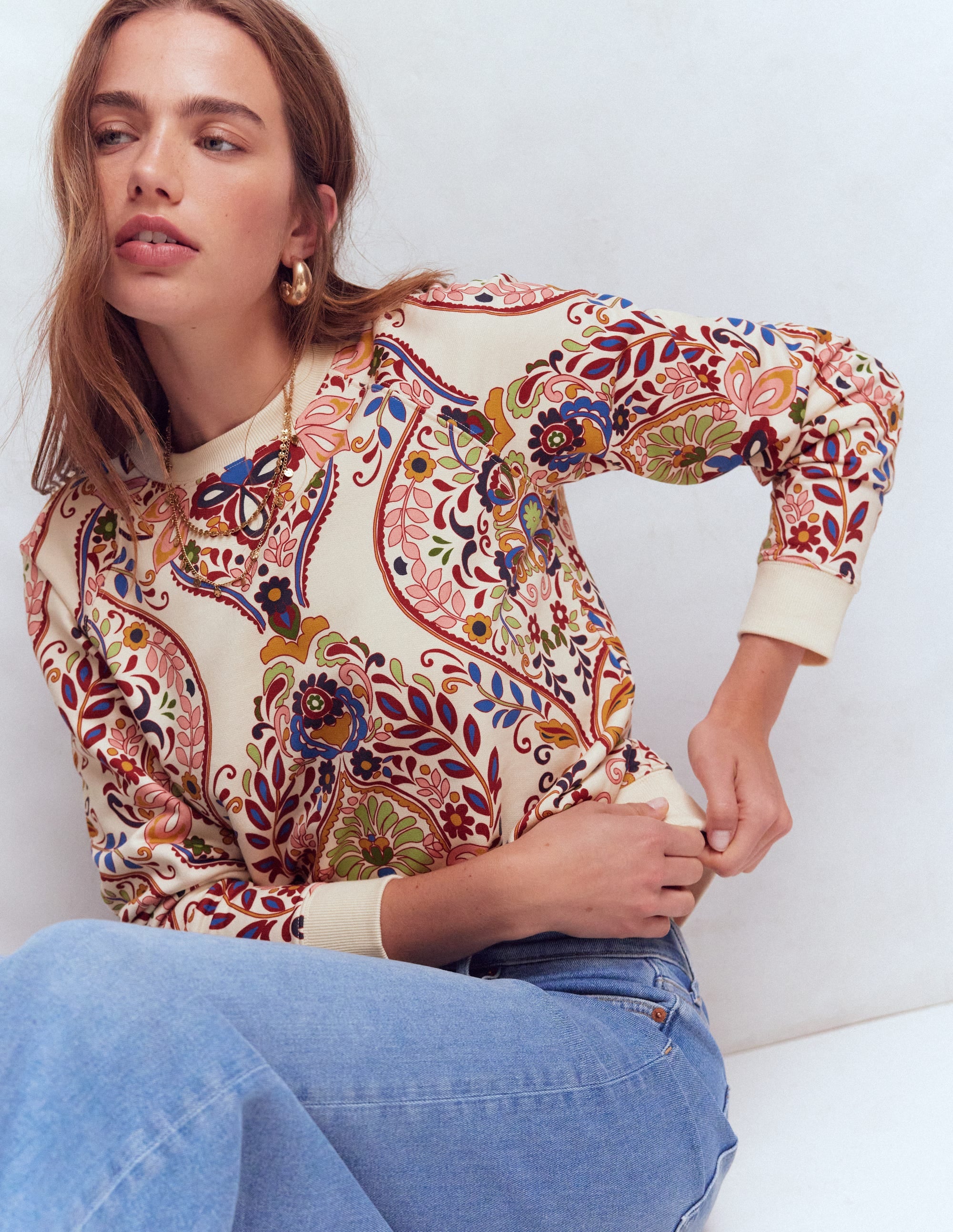 Emi Printed Sweatshirt-Multi, Enchanted Gardenia - Image 5