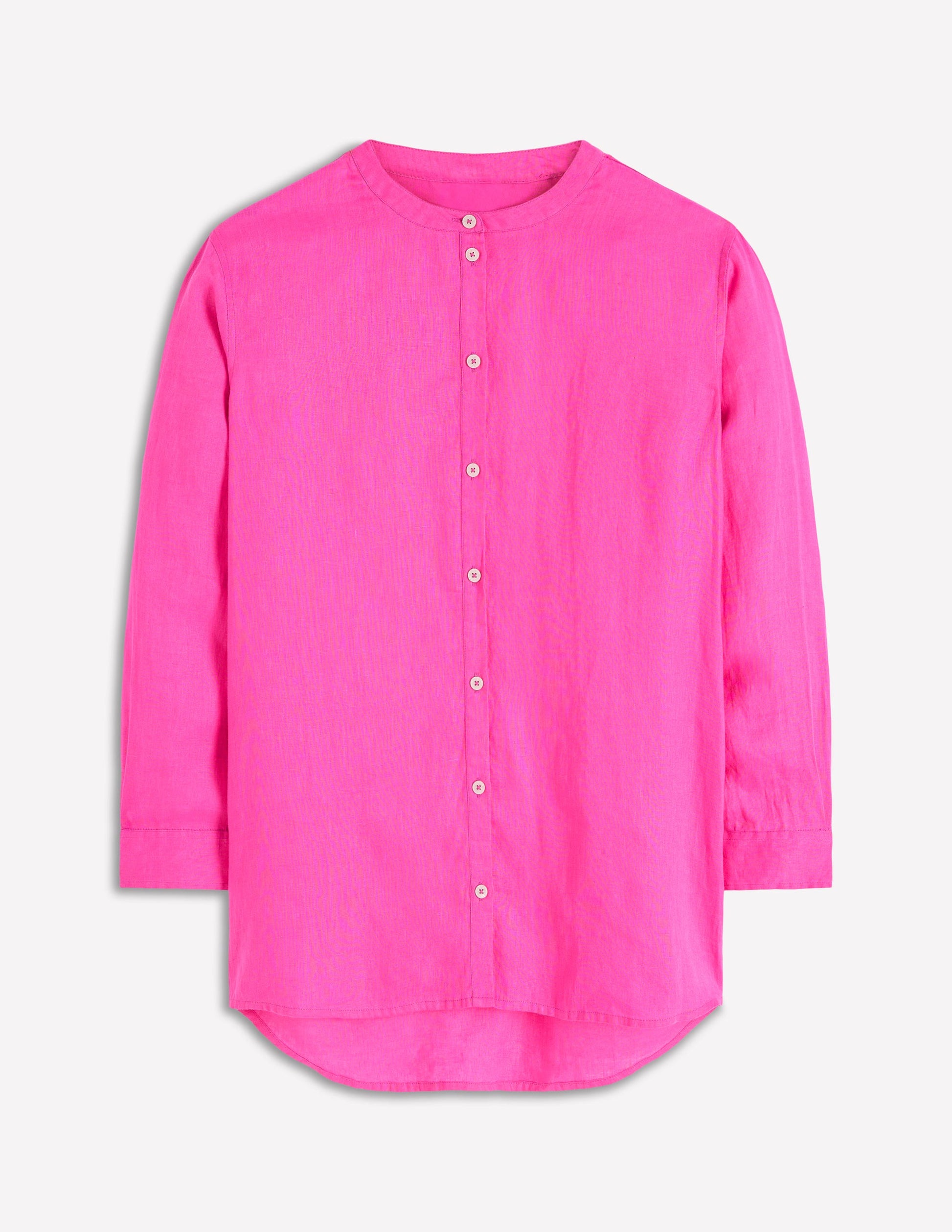 Longline Linen Shirt-Pop Pansy-6