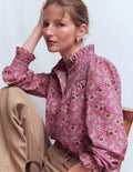 Esme Smocked Detail Frill Top-Orchid Purple, Dainty Blooms