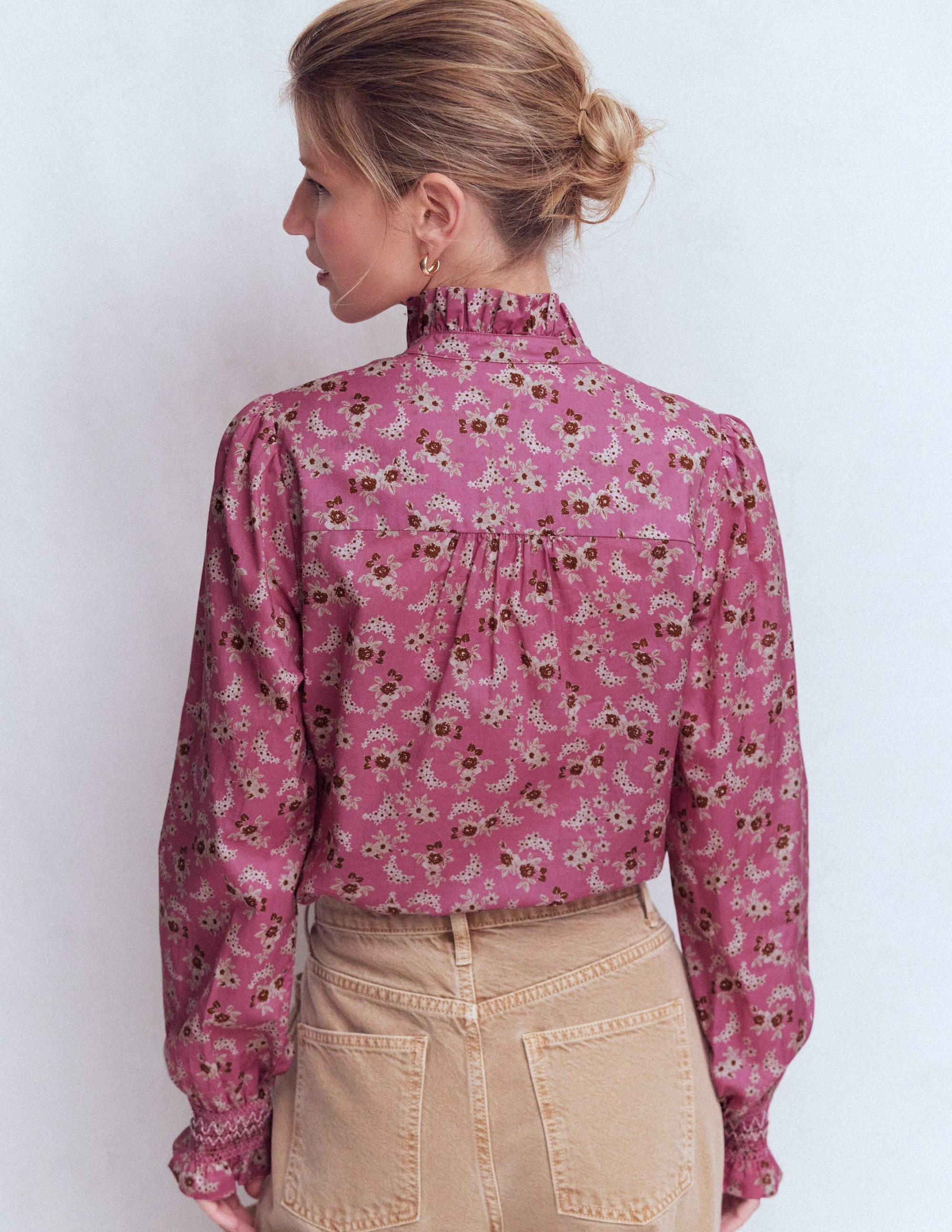 Esme Smocked Detail Frill Top-Orchid Purple, Dainty Blooms - Image 3