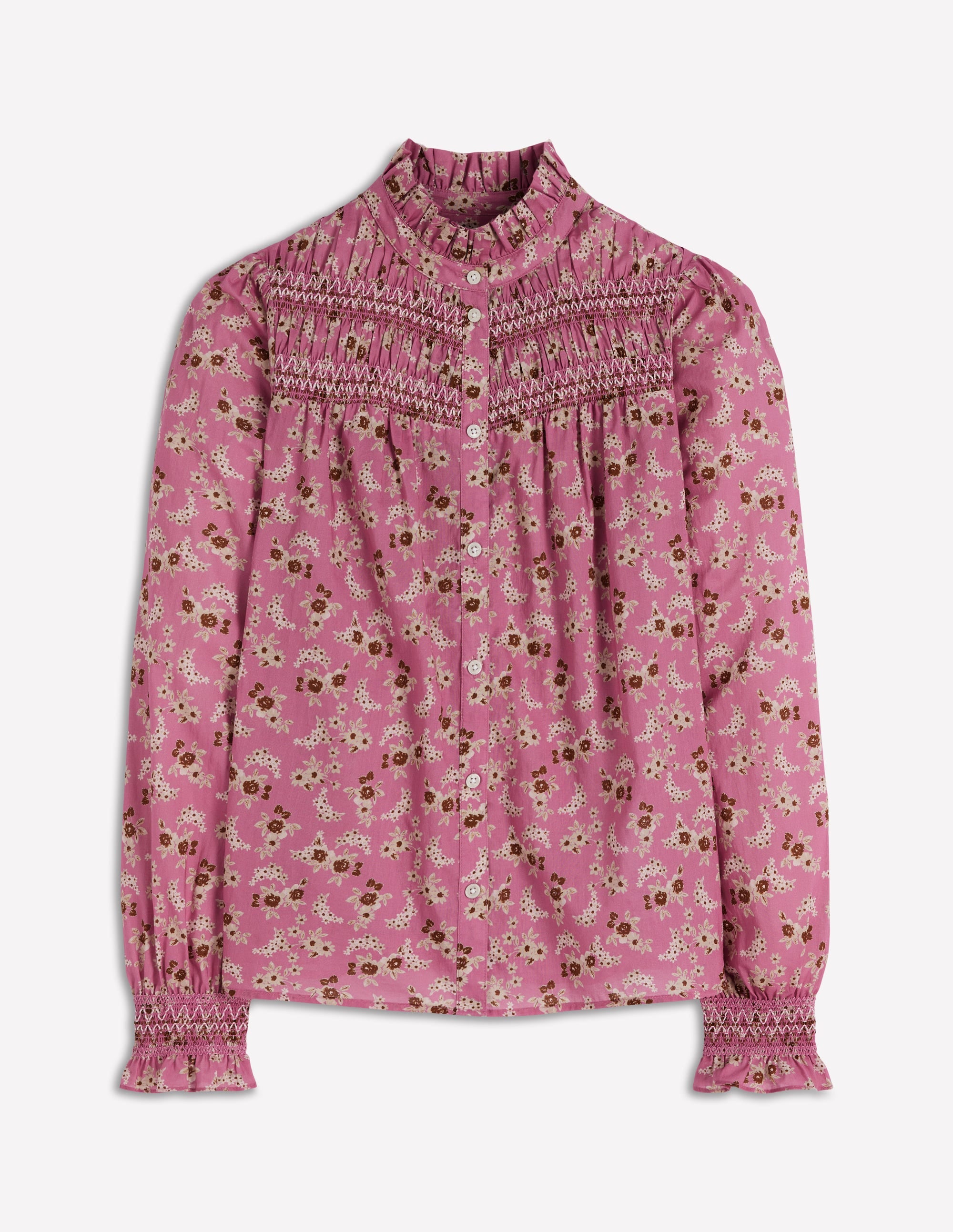 Esme Smocked Detail Frill Top-Orchid Purple, Dainty Blooms - Image 7