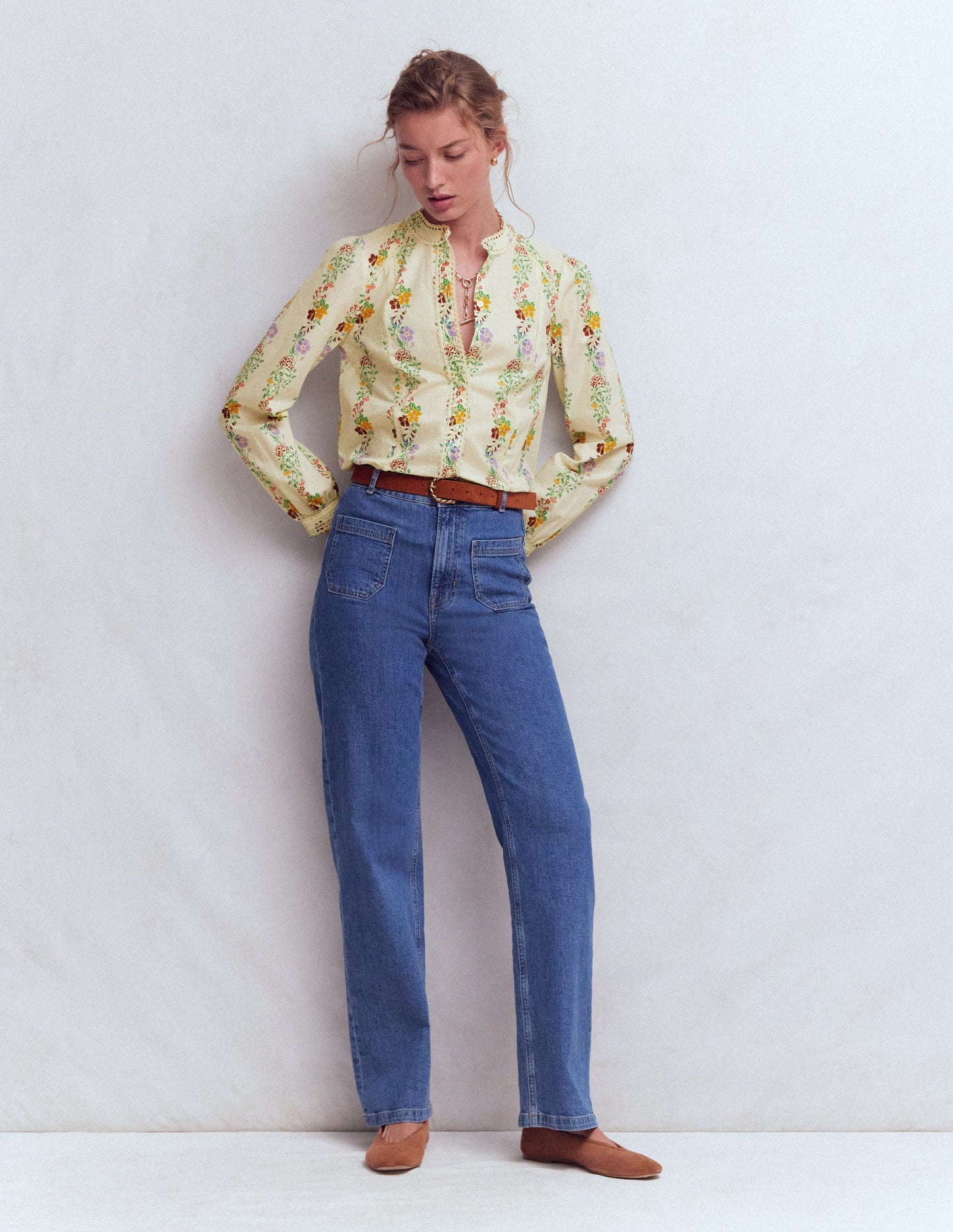 Rhea Trim  Insert Cotton Top-Multi, Blossom Trail