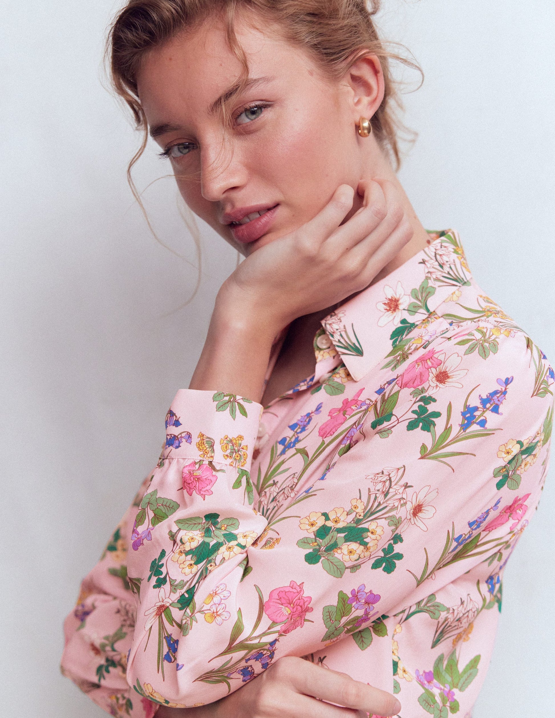 Sara Silk Shirt-French Pink, Delicate Blossom-2