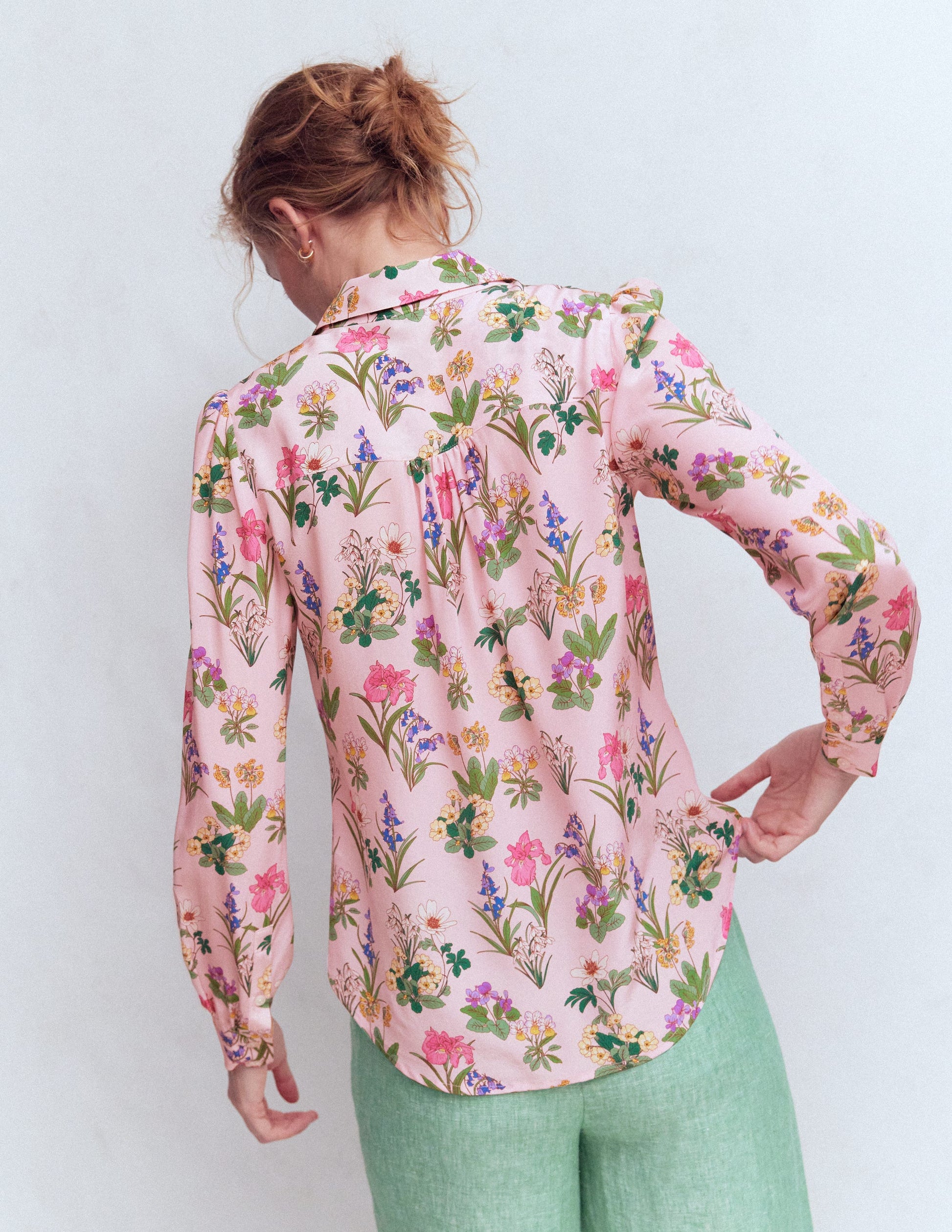 Sara Silk Shirt-French Pink, Delicate Blossom-3