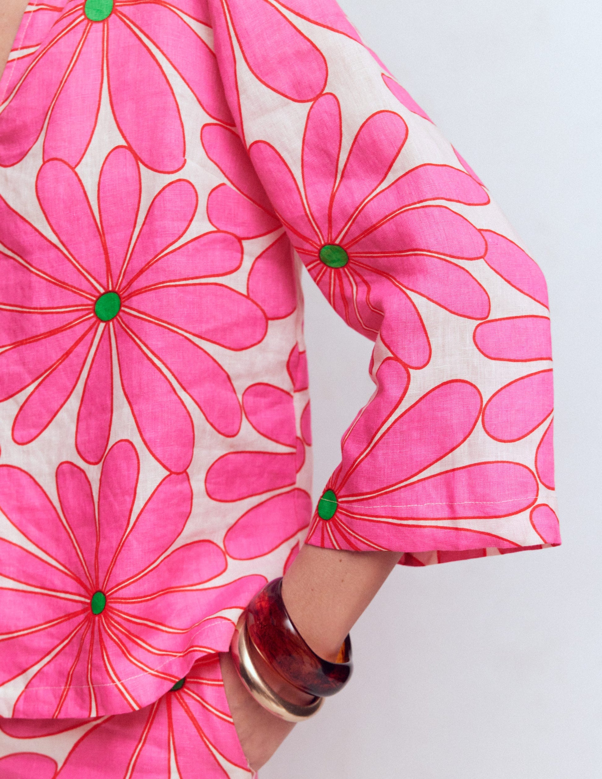 Cleo Linen Top-Pink, Daisy Blossom-2