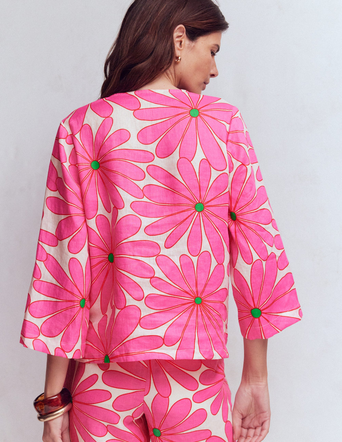 Cleo Linen Top-Pink, Daisy Blossom - Image 3