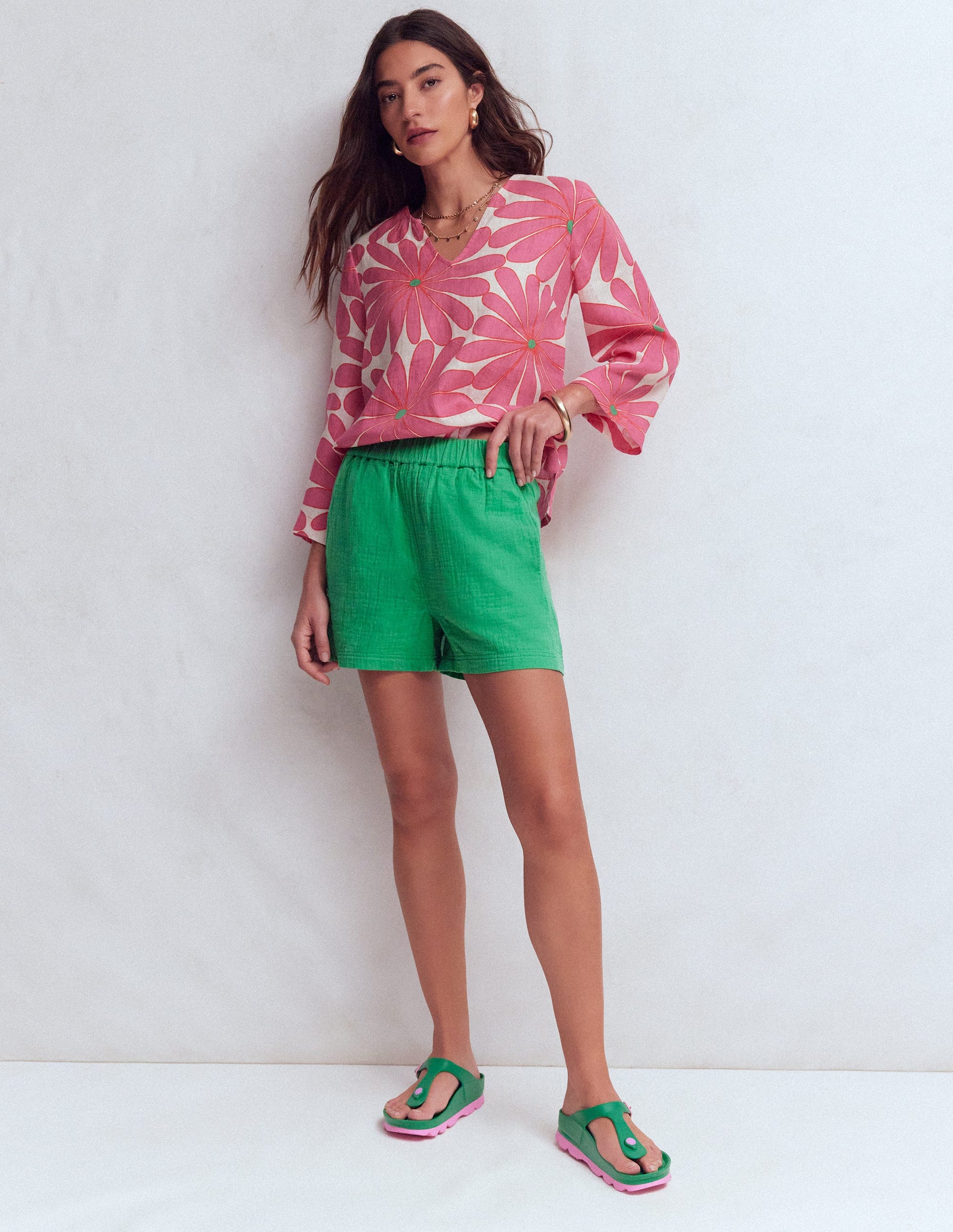 Cleo Linen Top-Pink, Daisy Blossom-5