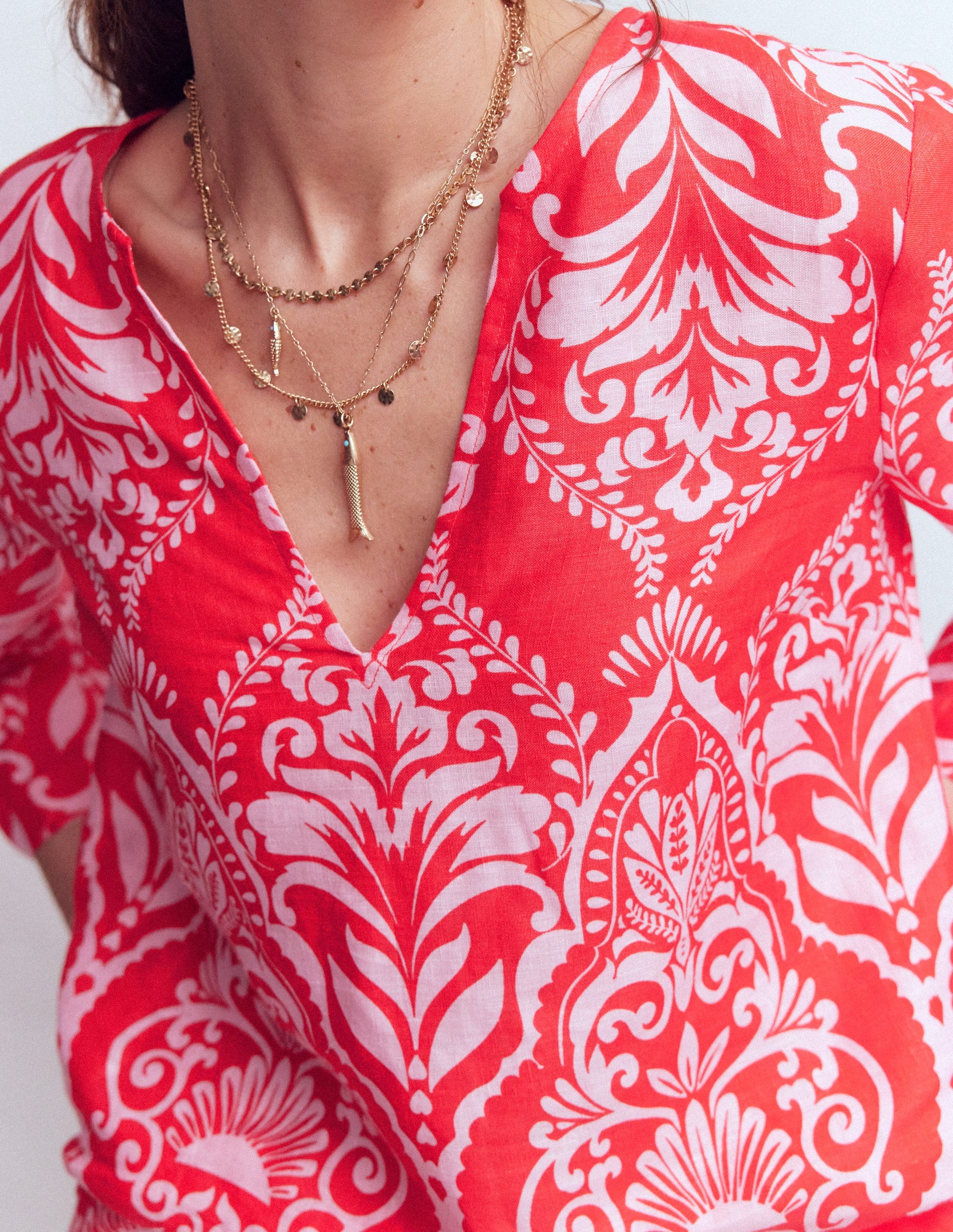 Cleo Linen Top-Poppy Red, Ornamental garden-3