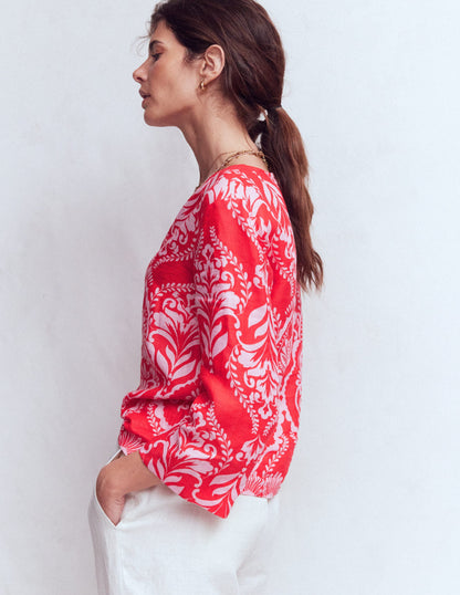 Cleo Linen Top-Poppy Red, Ornamental garden-5