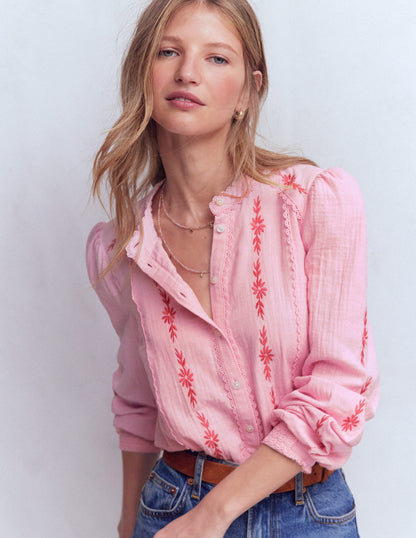 Rhea Trim Doublecloth Top-Orchid Smoke Embroidery-5