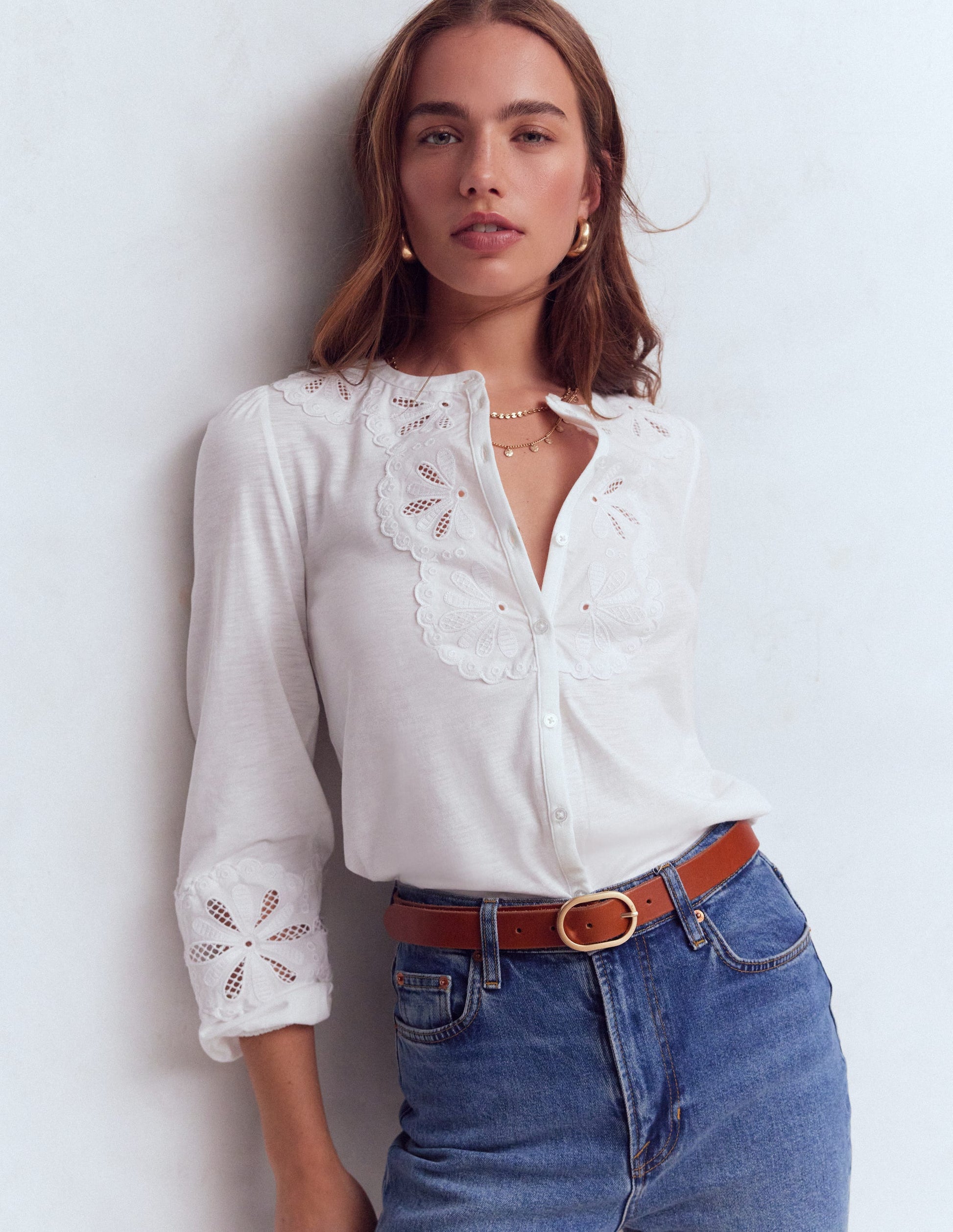 Scallop Cutwork Top-White-4