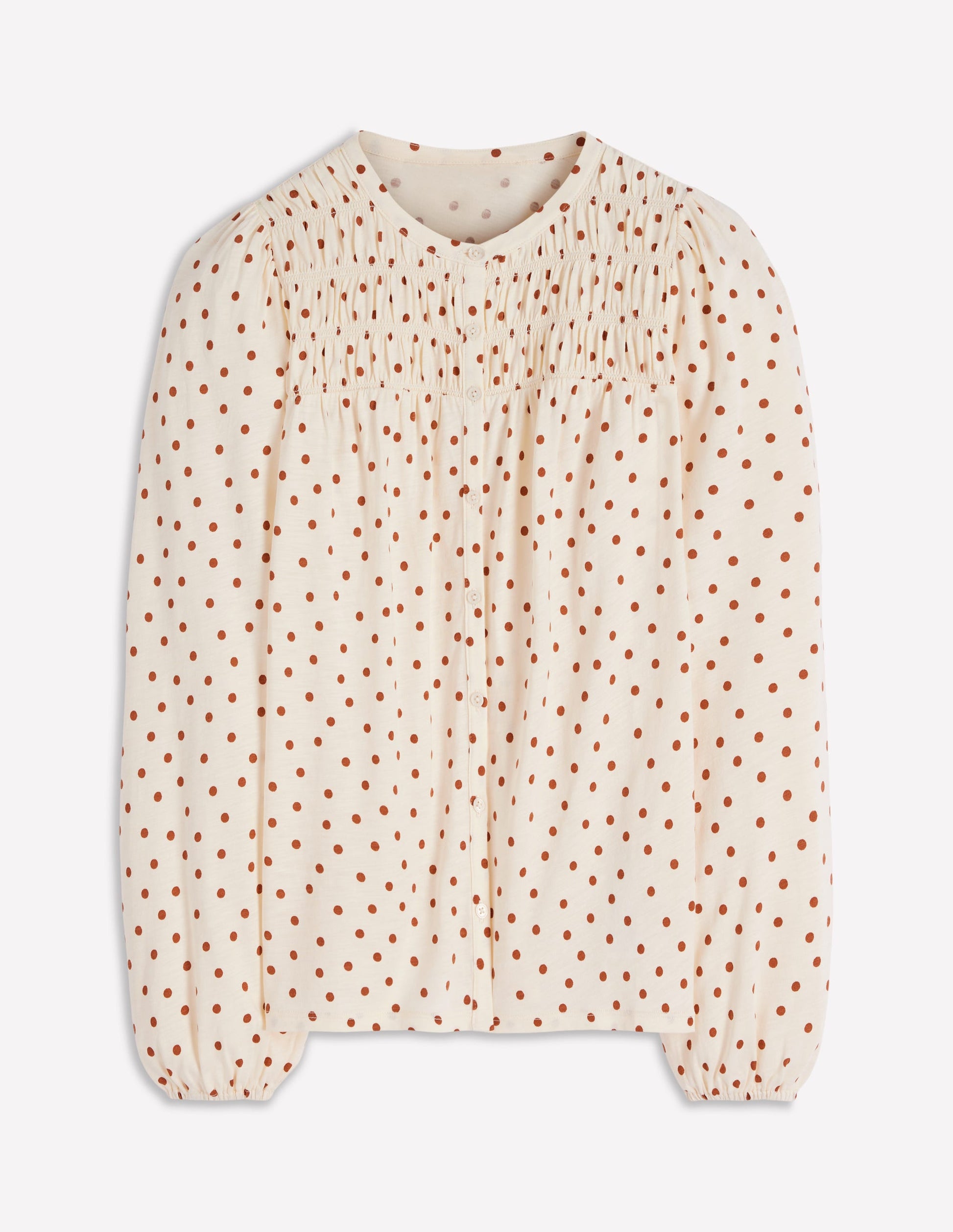 Mya Smocked Jersey Shirt-Ginger, Painted Spot-5