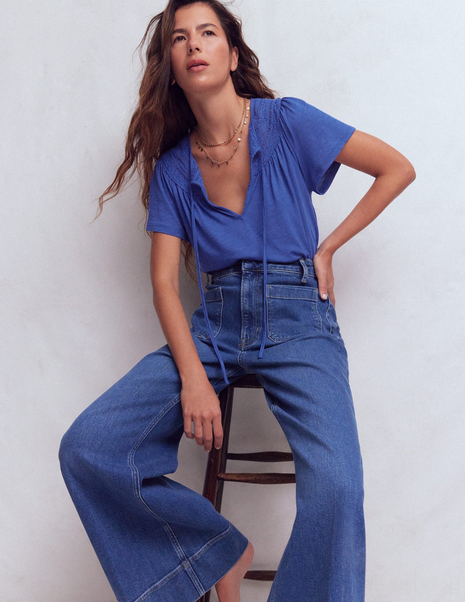 Edi Trim Detail T-shirt-Beaucoup Blue-2