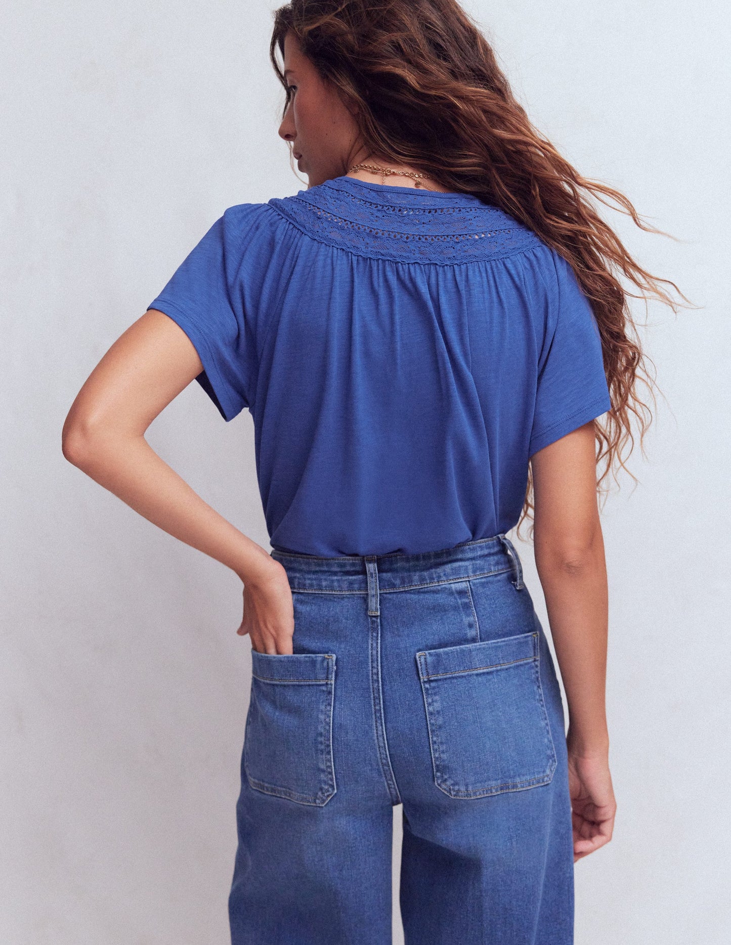 Edi Trim Detail T-shirt-Beaucoup Blue