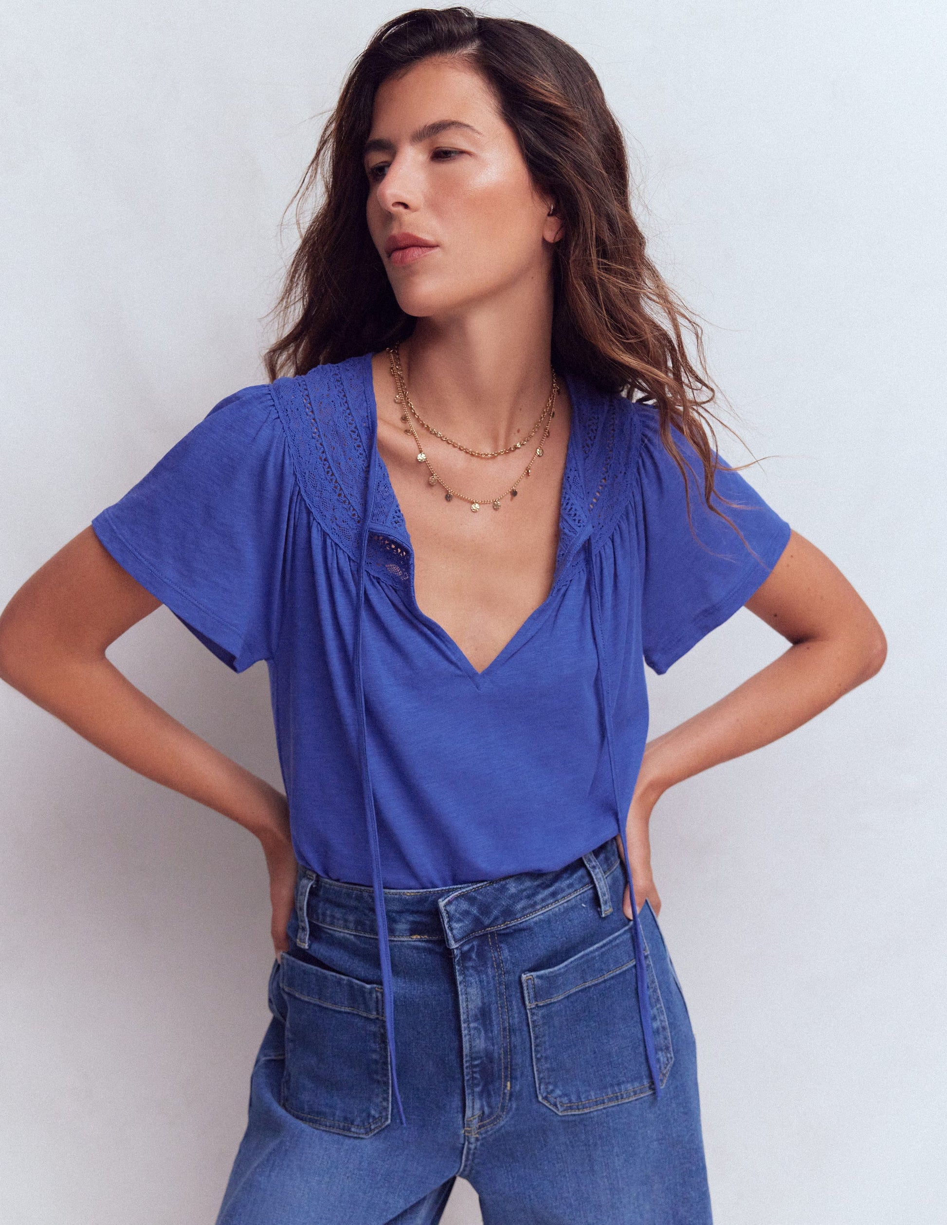 Edi Trim Detail T-shirt-Beaucoup Blue-5