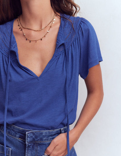 Edi Trim Detail T-shirt-Beaucoup Blue-6