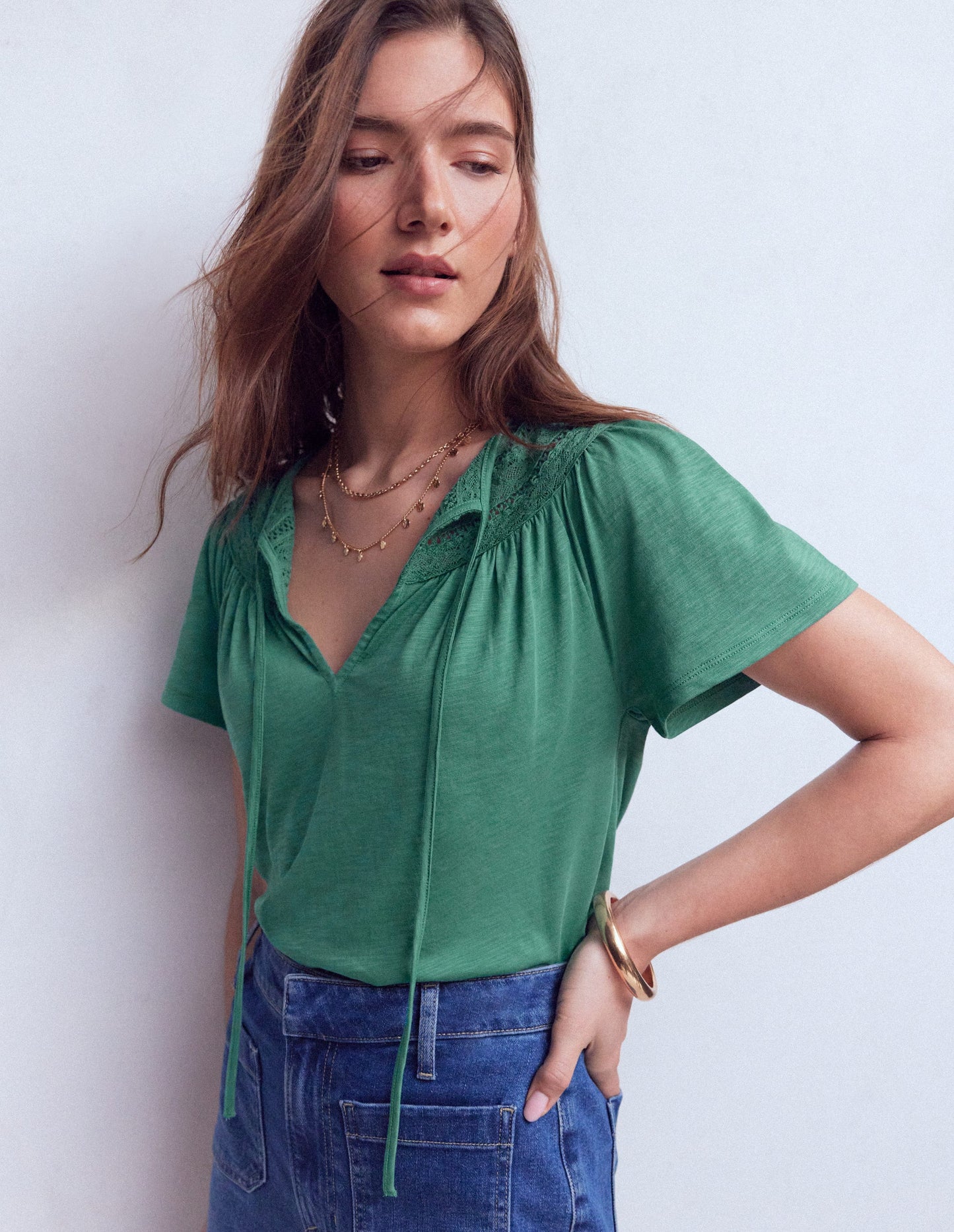 Edi Trim Detail T-shirt-Deep Sea