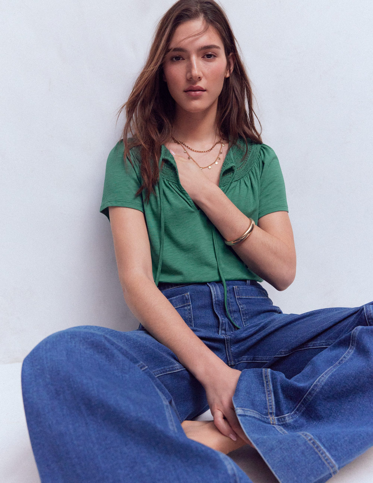 Edi Trim Detail T-shirt-Deep Sea | Boden UK