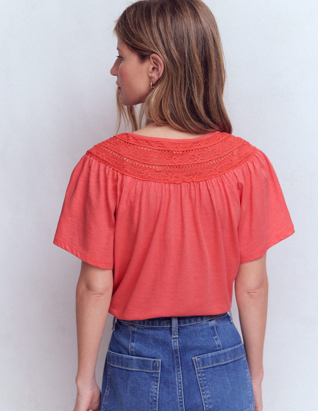 Edi Trim Detail T-shirt-Porcelain Rose | Boden UK