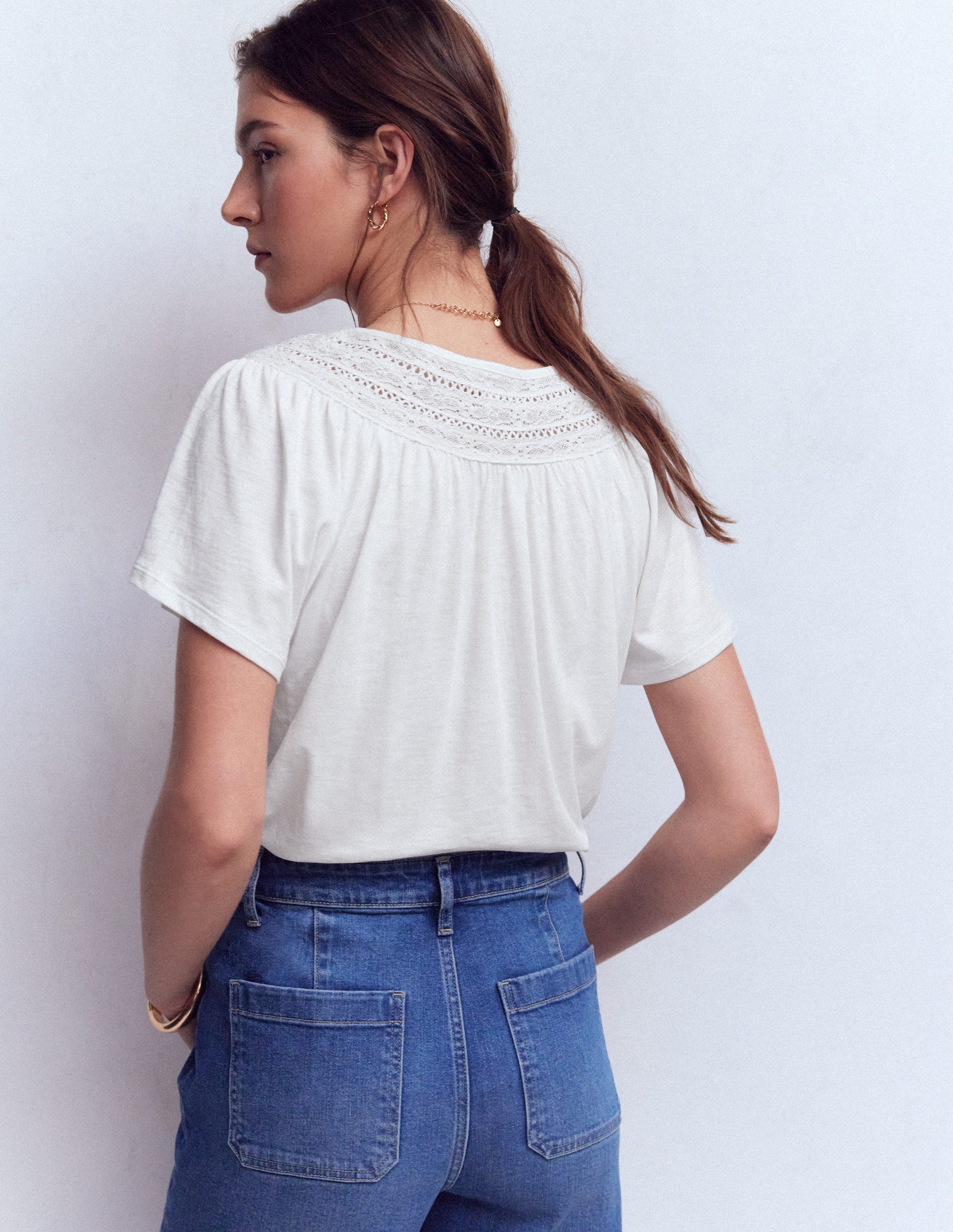 Edi Trim Detail T-shirt-White-3