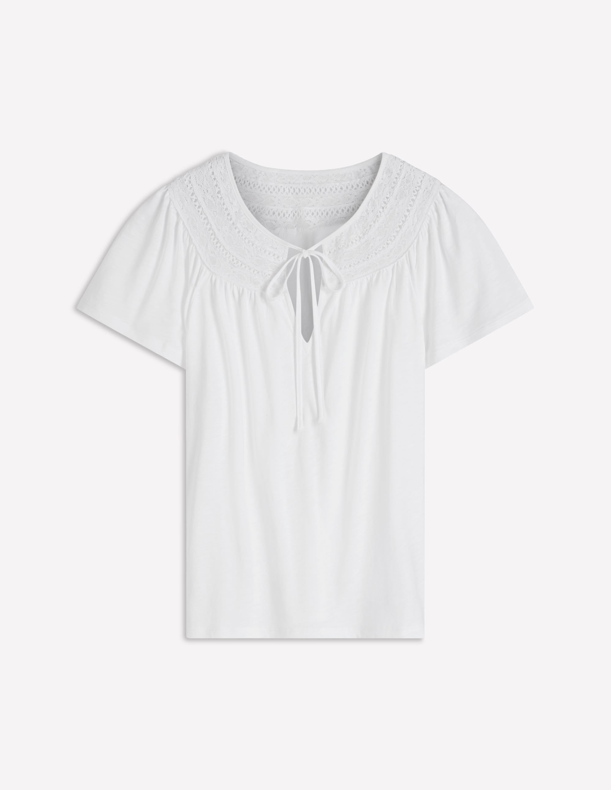 Edi Trim Detail T-shirt-White | Boden UK