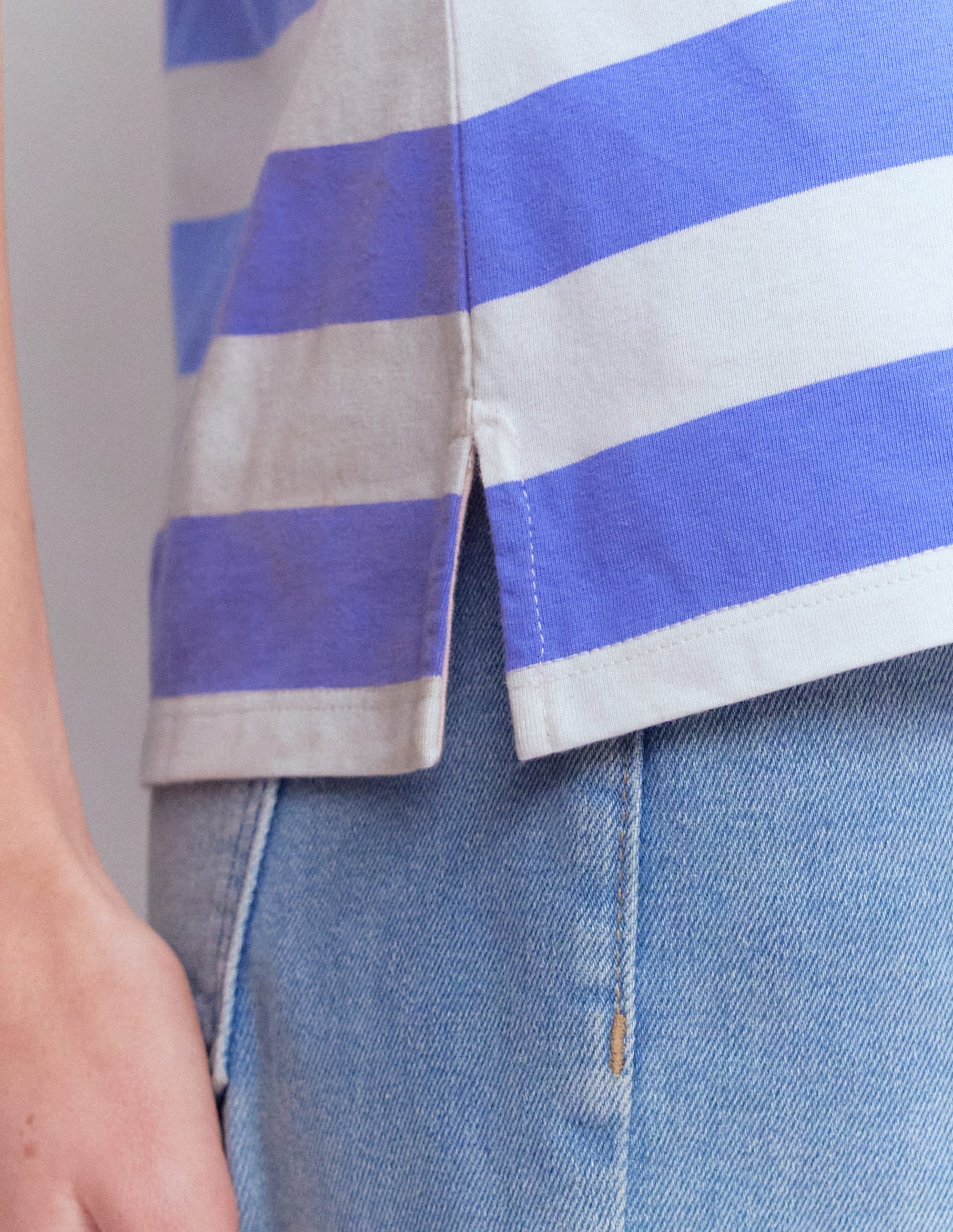 Olivia Short Sleeve Breton-Baja Blue and Ivory Stripe - Image 2