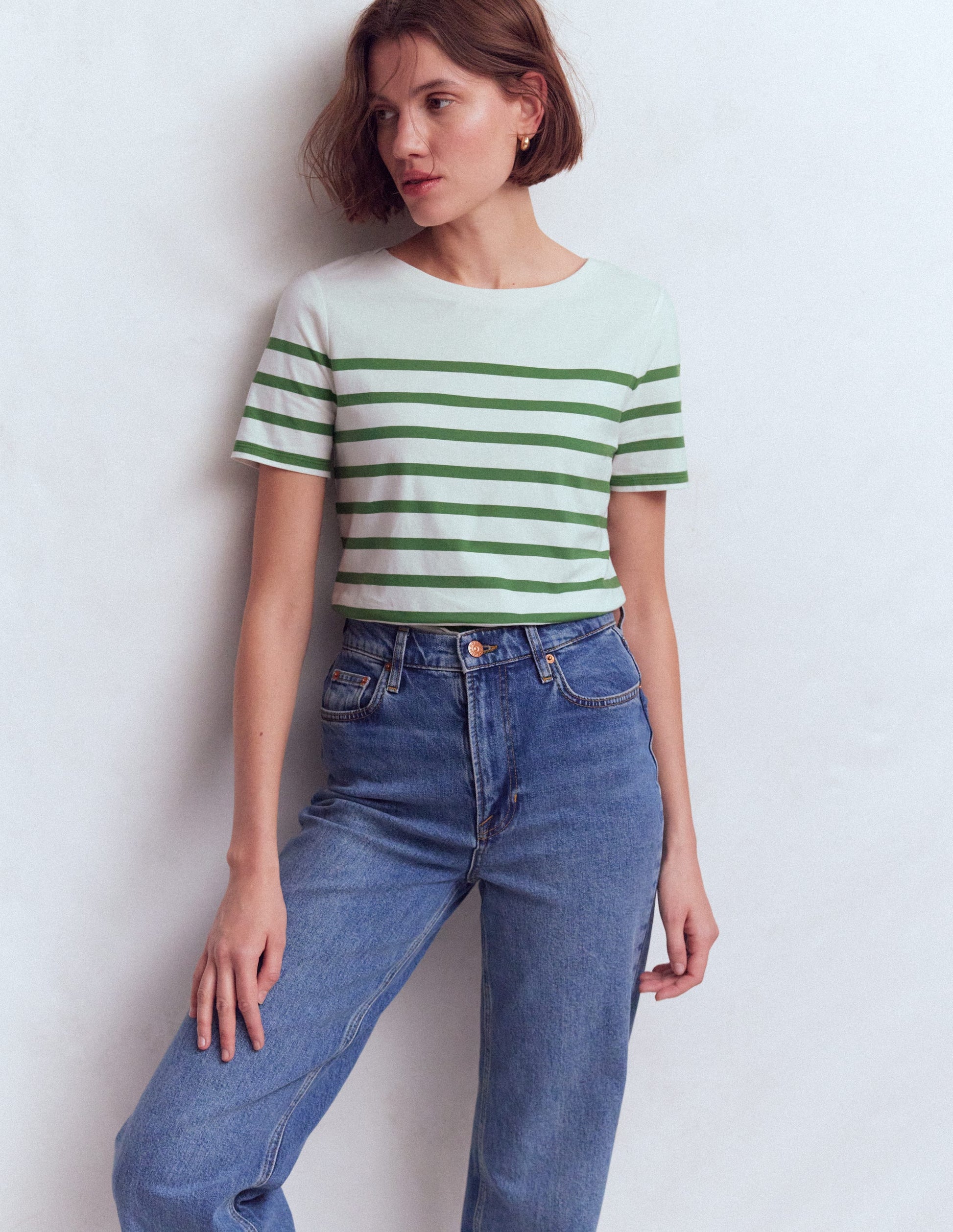 Olivia Short Sleeve Breton-Fairway and Ivory Stripe-1