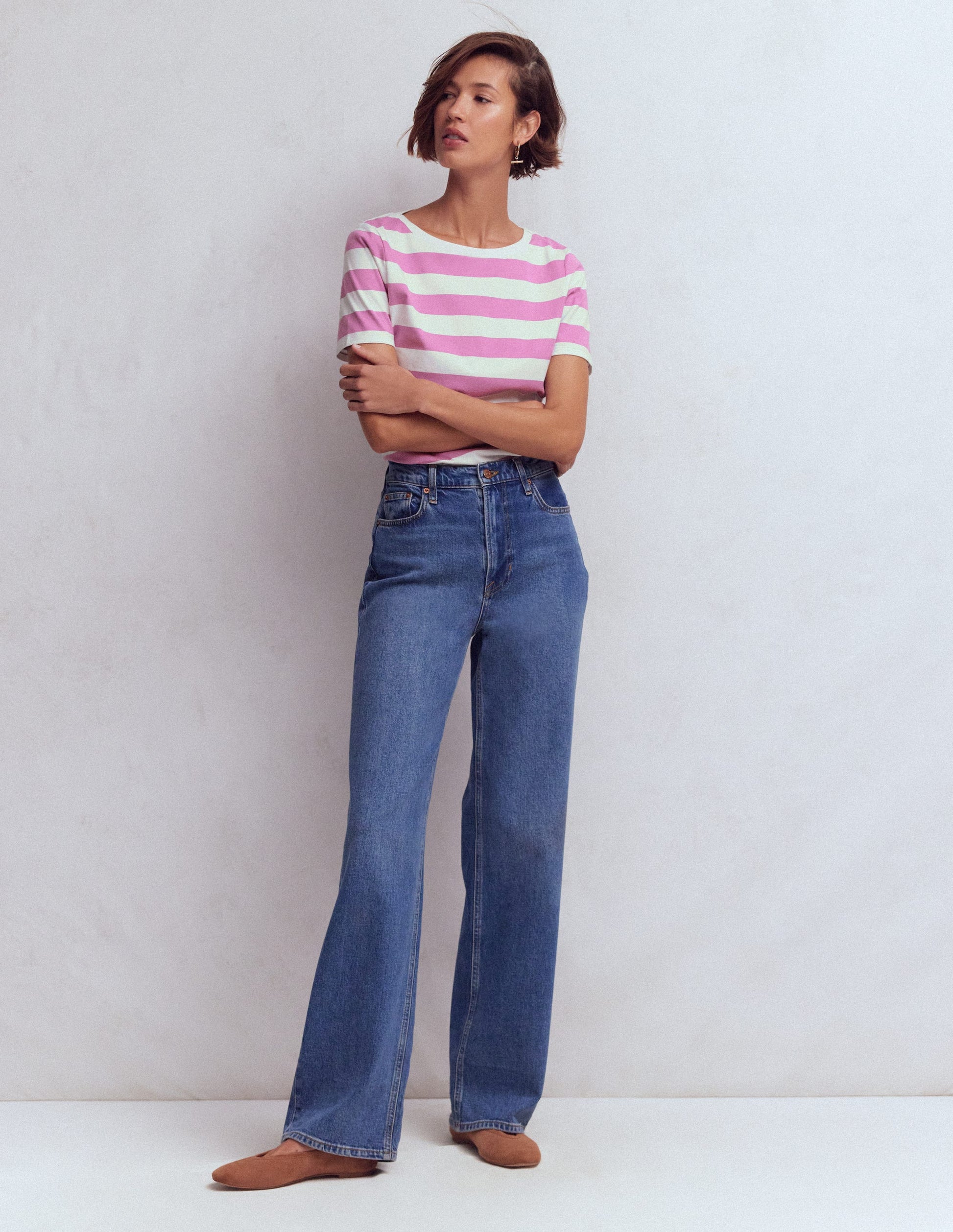 Olivia Short Sleeve Breton-Clover Purple and Ivory Stripe-1