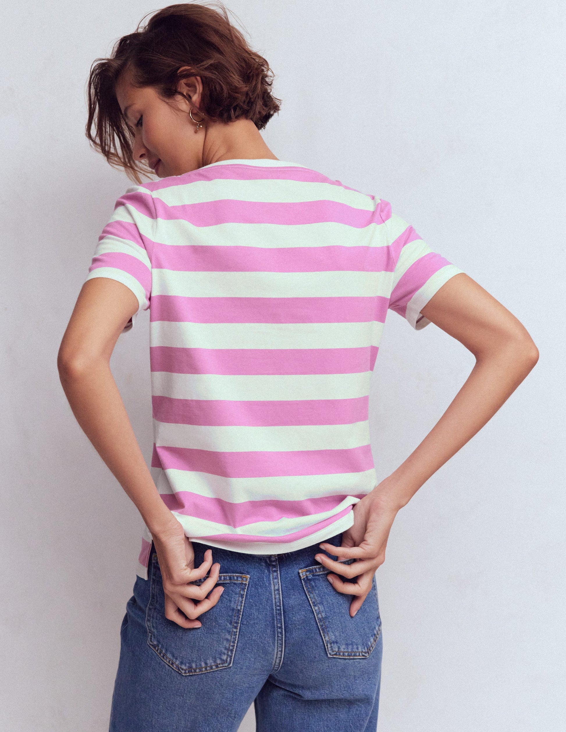 Olivia Short Sleeve Breton-Clover Purple and Ivory Stripe-2