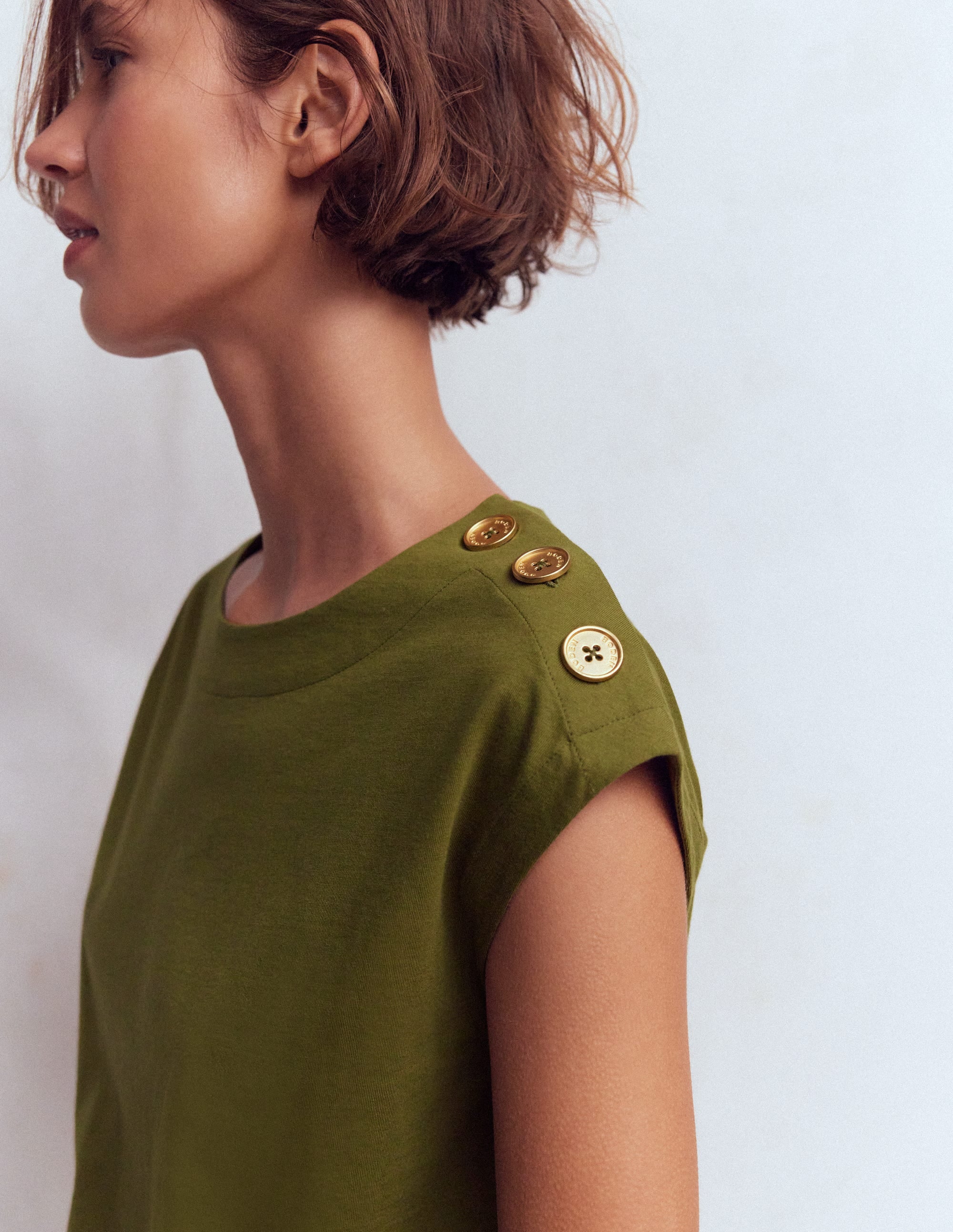 Button Detail T-Shirt-Mayfly - Image 2