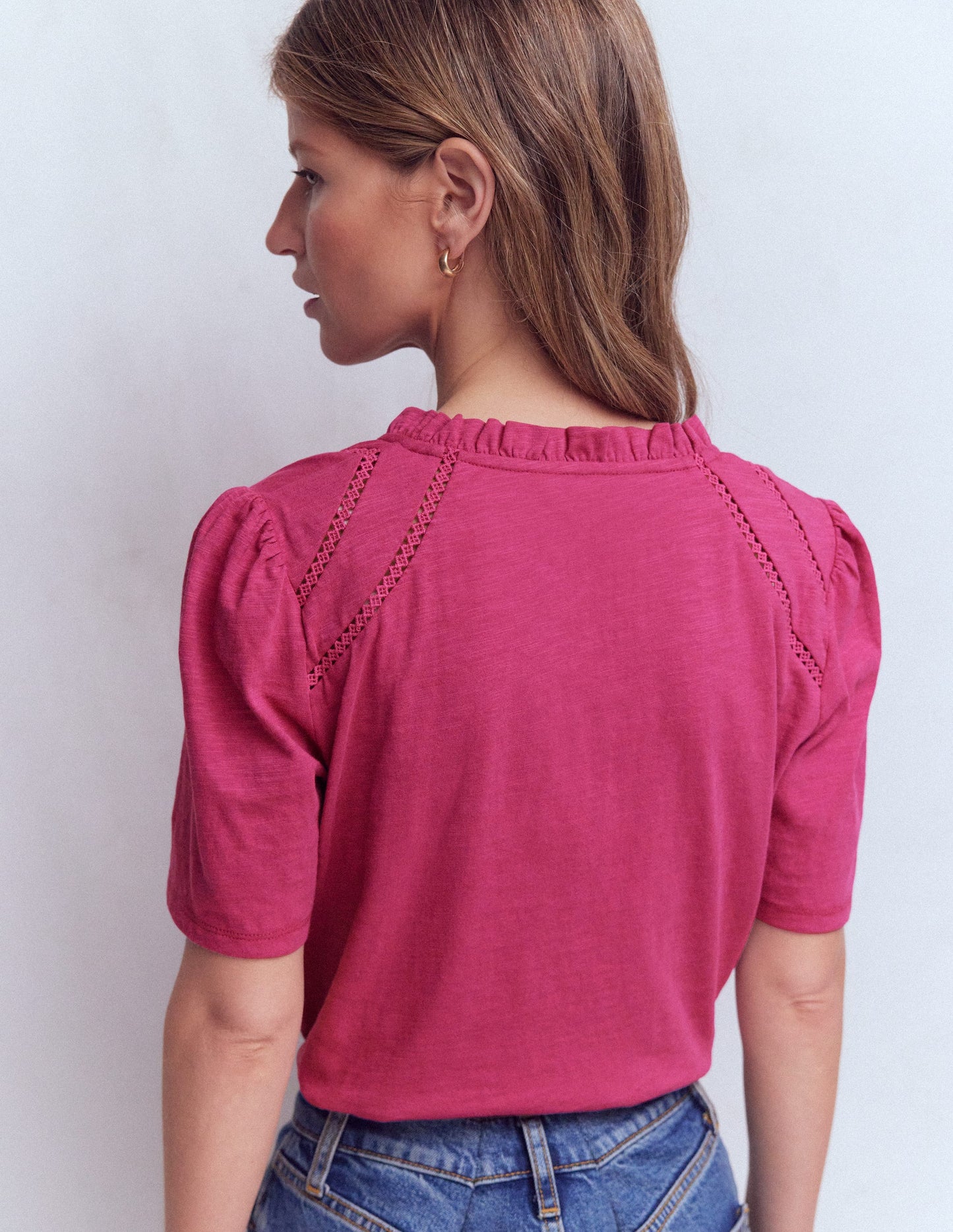 Bea Short Sleeve Shirt-Red Violet