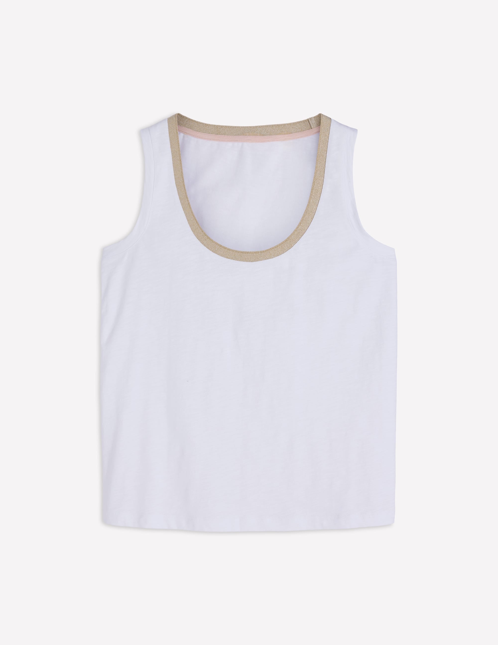 Metallic Trim Scoop Neck Vest-White - Image 5
