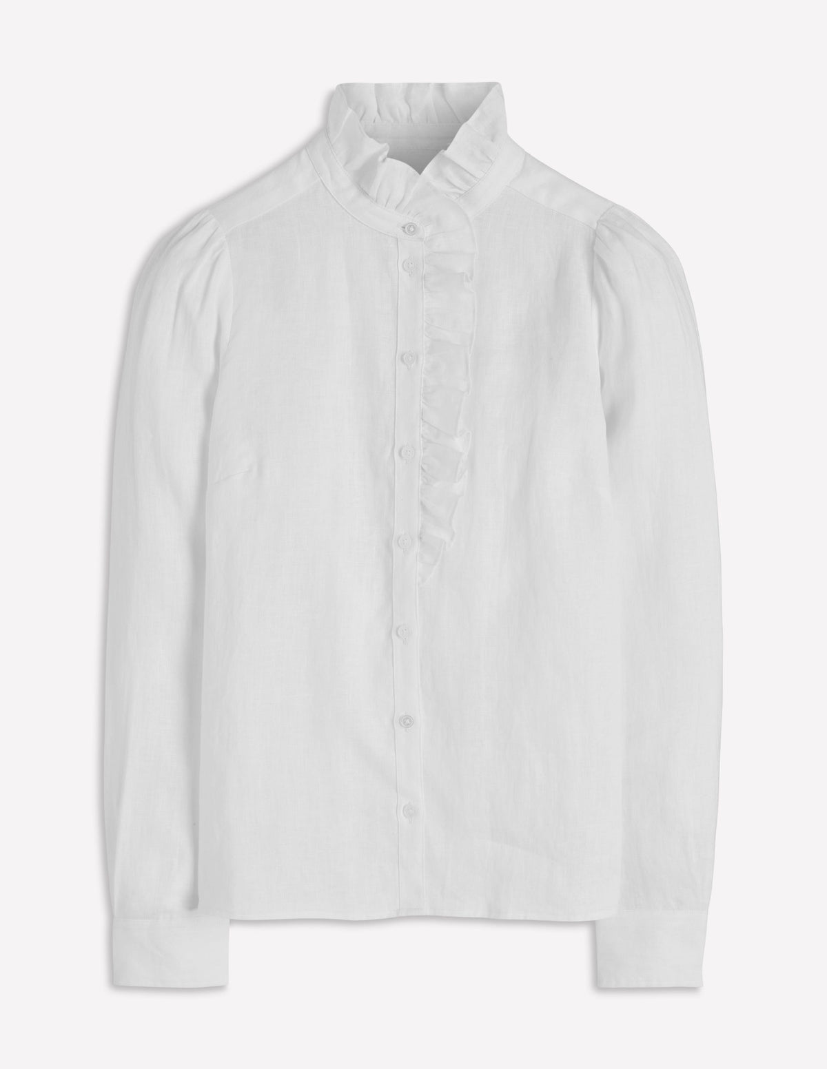 Isabel Ruffle Linen Shirt-White - Image 6