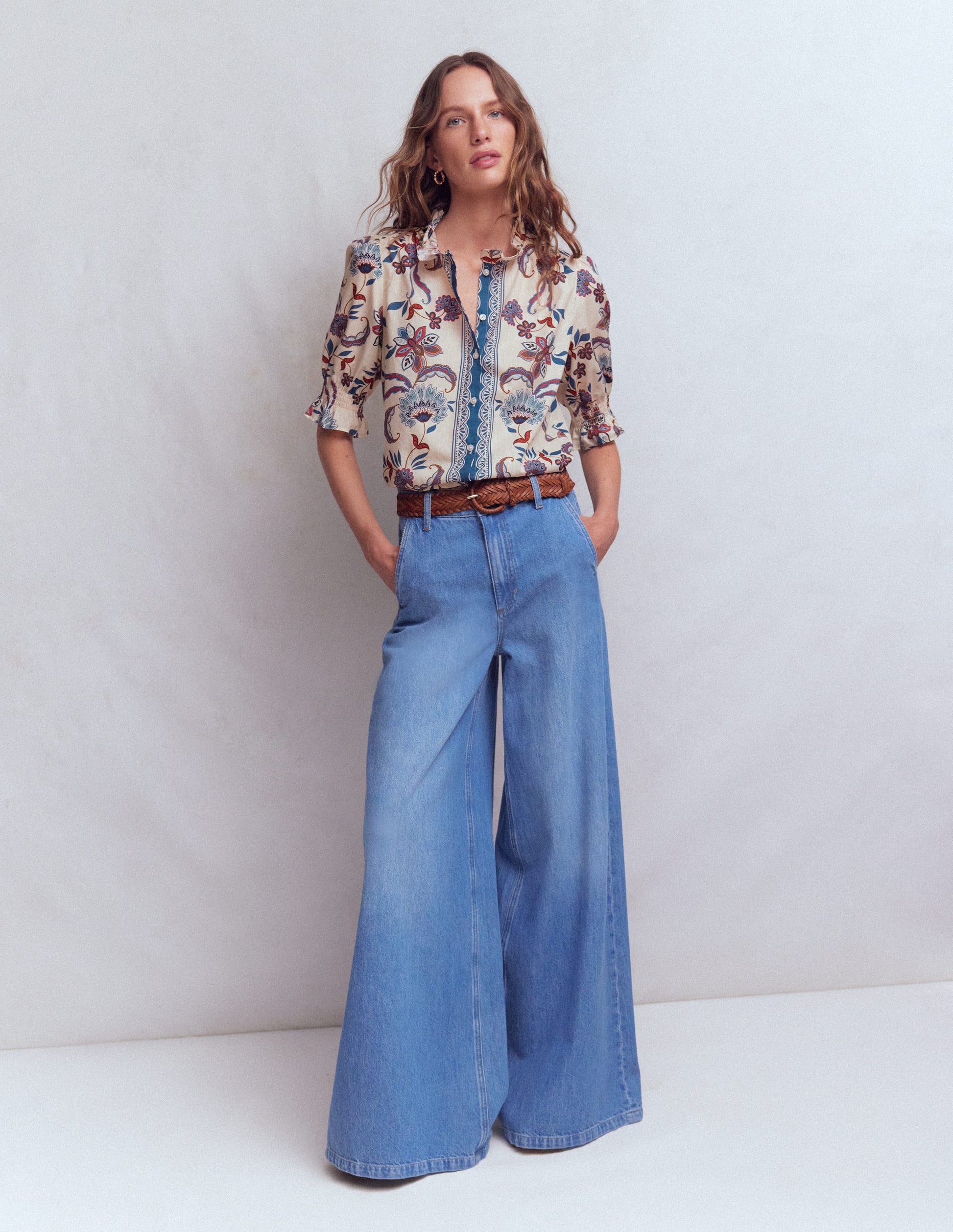 Heather Printed Cotton Top-Elegant Blossom Placement-2