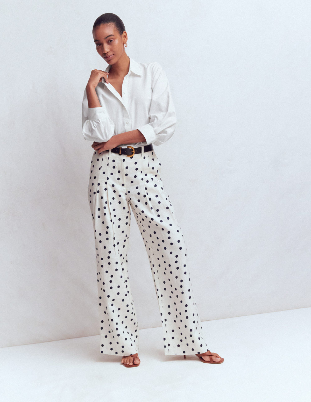 Puff Sleeve Oxford Shirt-White - Image 4